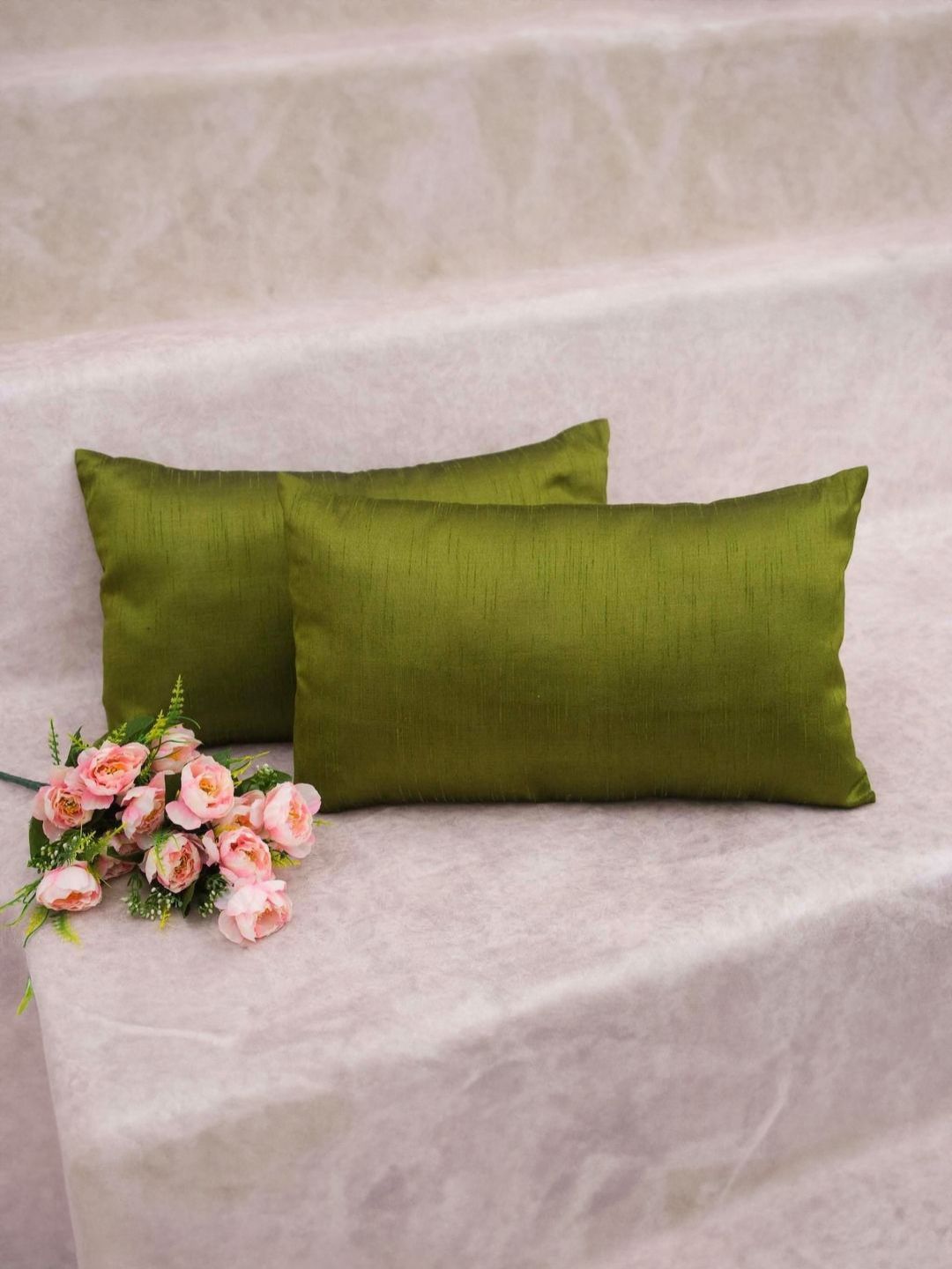 RoyalDeco Olive Green Set of 2 Rectangle Cushion Covers-picture-37