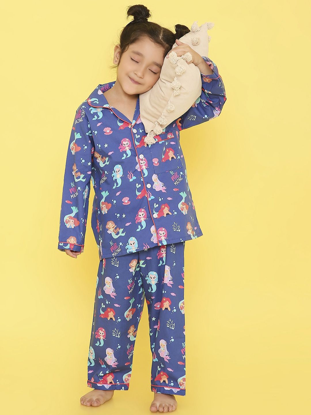 Knitting Doodles Unisex Kids Printed Night suit
