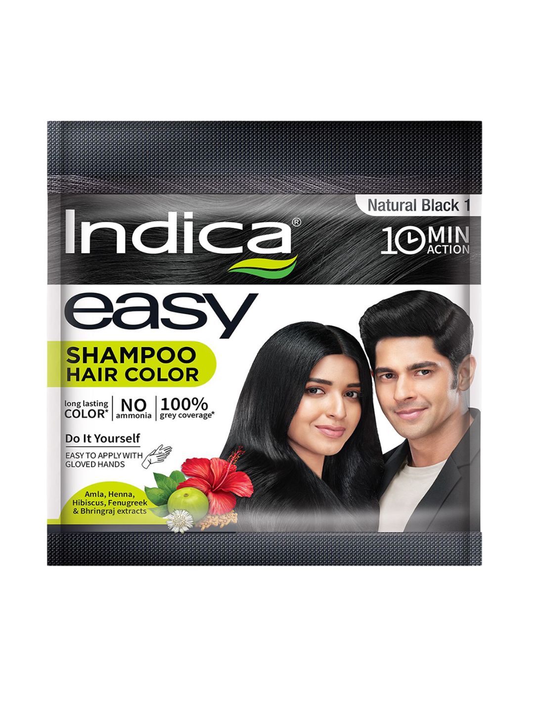 Indica 100% Ammonia Free Easy Do-It-Yourself Hair Color Shampoo- 25 ml- Natural Black 12-picture-10