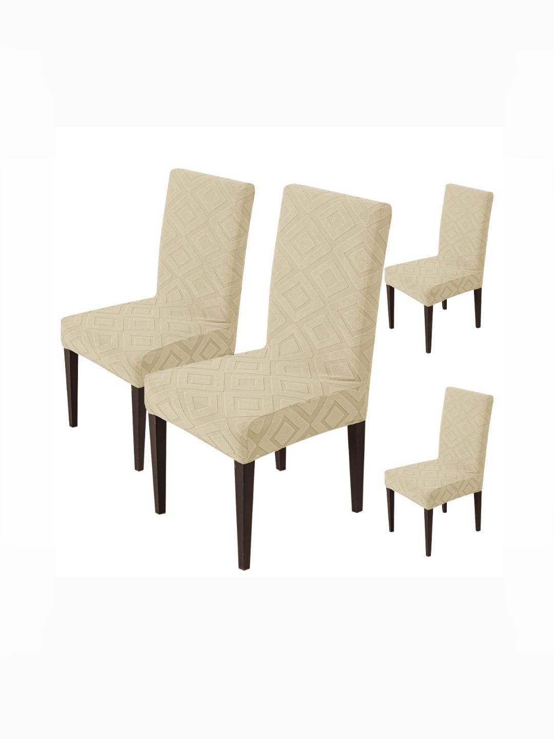 HOUSE OF QUIRK Set Of 4 Beige Removable & Washable Chair Cover
