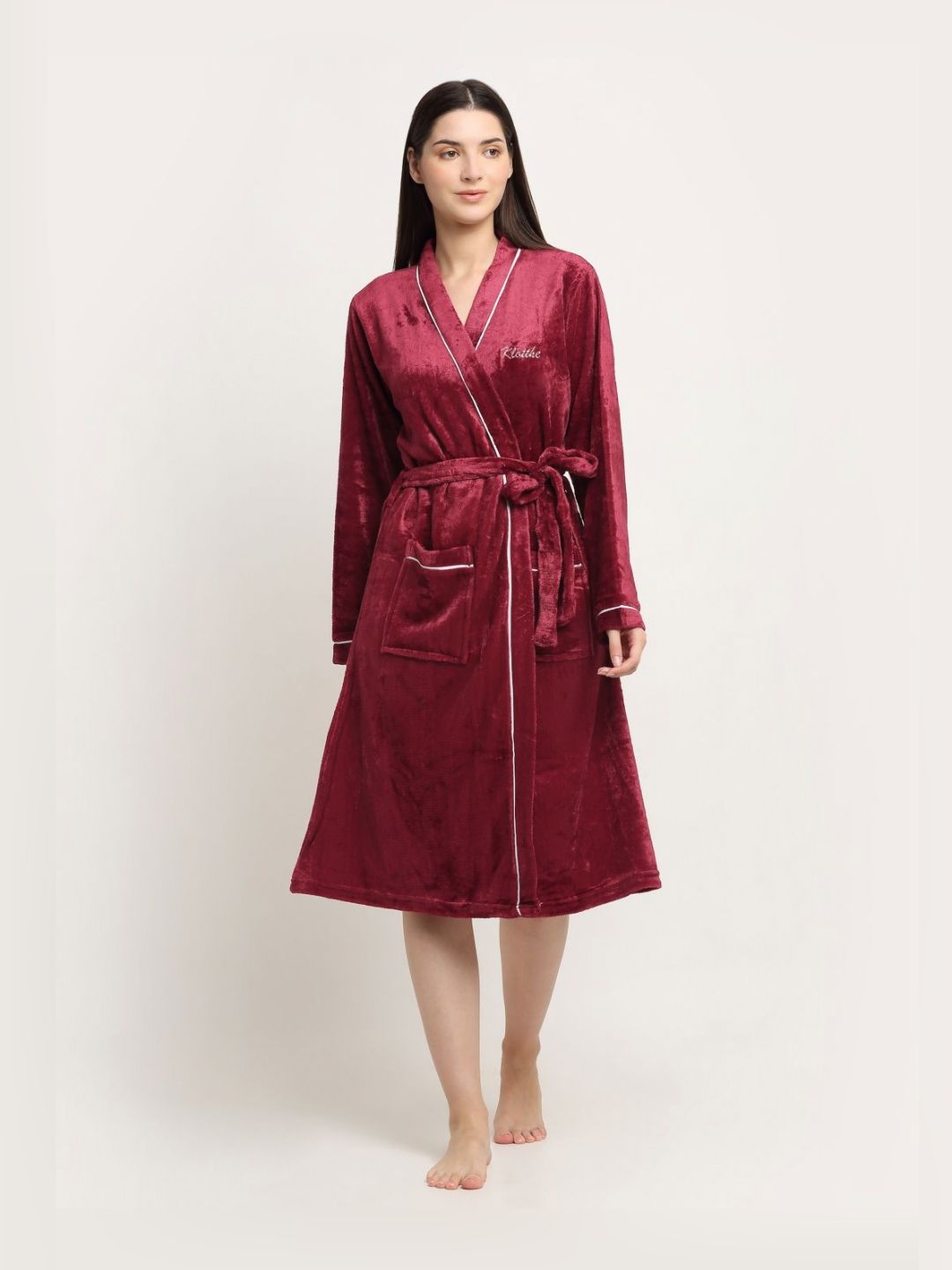 KLOTTHE Woolen Bath Robe With Belt-image-27