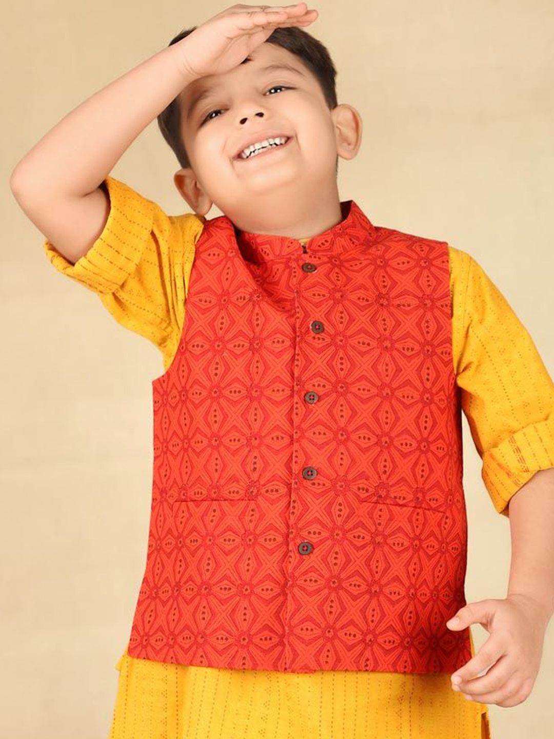 Fabindia Boys Printed Cotton Nehru Jacket-picture-24