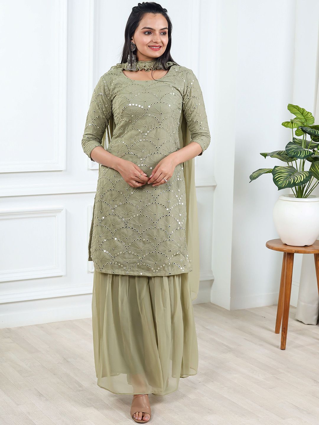 VIVARAA FASHION Women Floral Printed Regular Kurti with Sharara & With Dupatta-picture-58