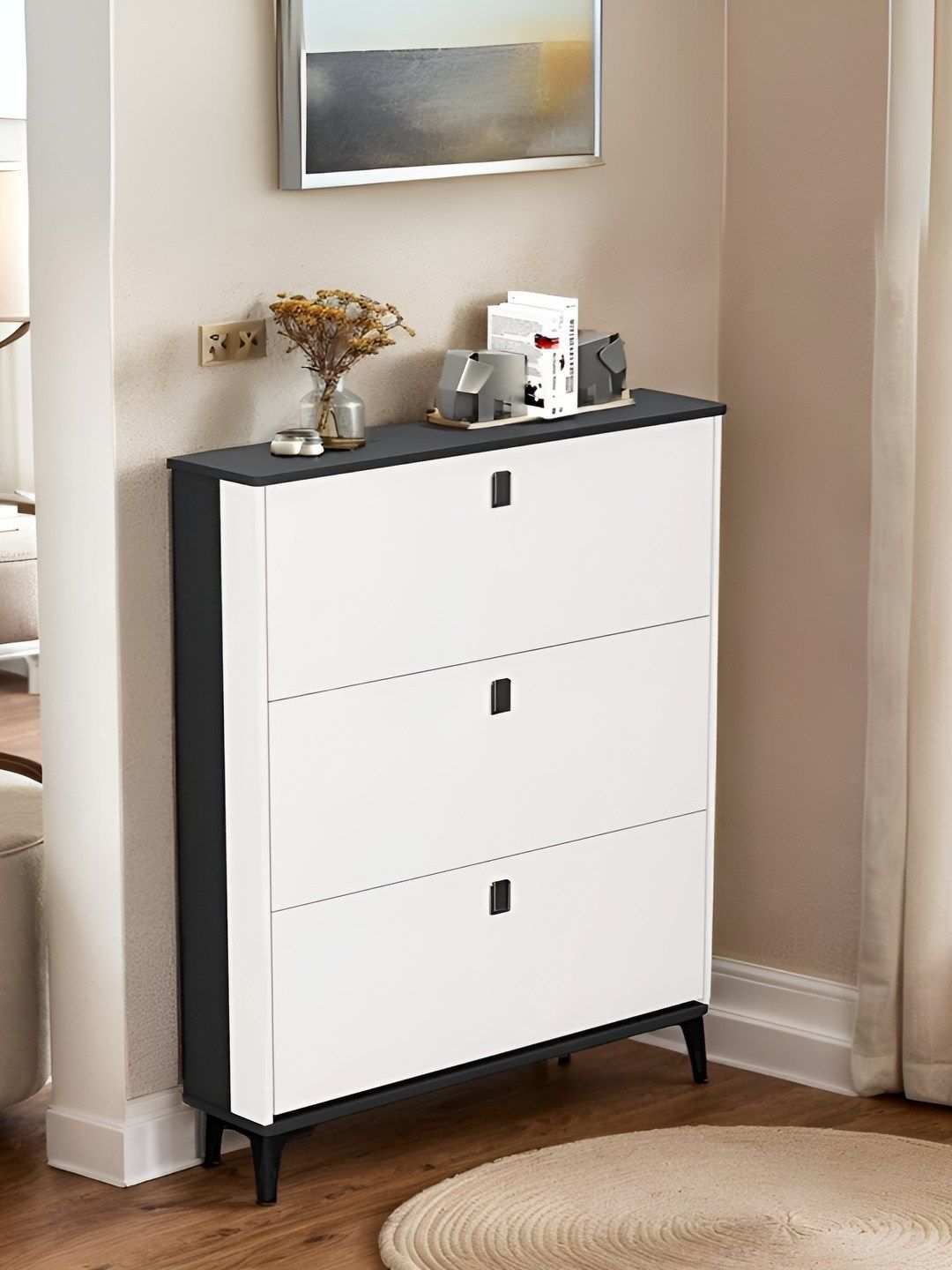 THE ARTMENT White Slimline Shoe Cabinet