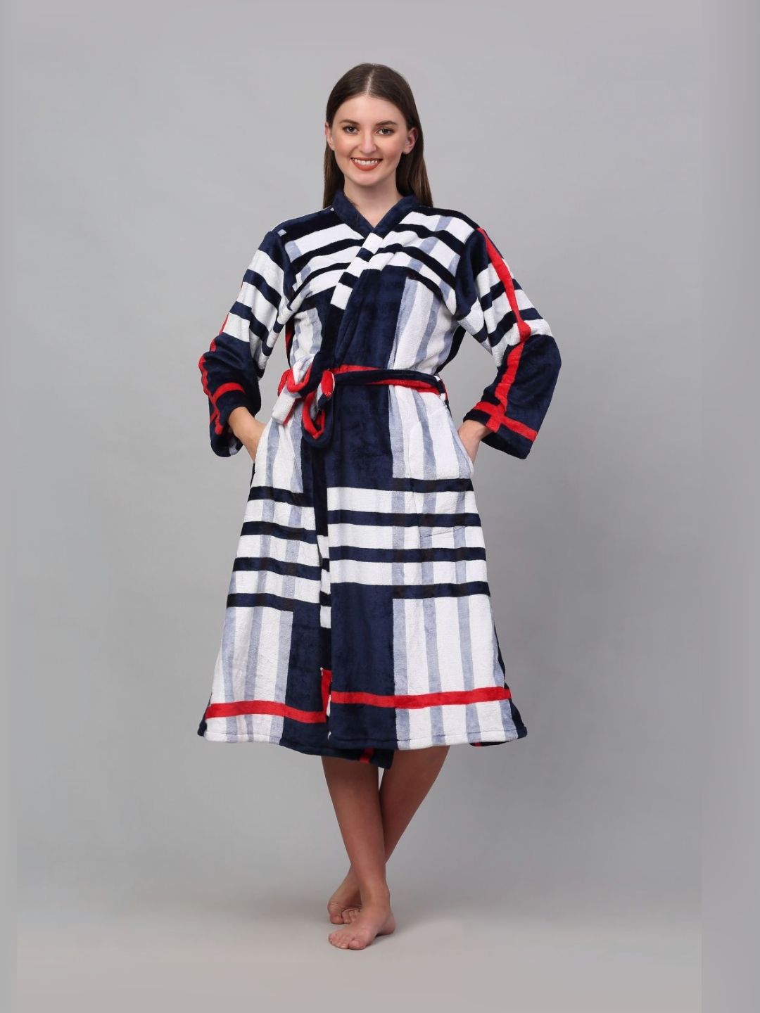 KLOTTHE Printed Bath Robe With Belt-image-29