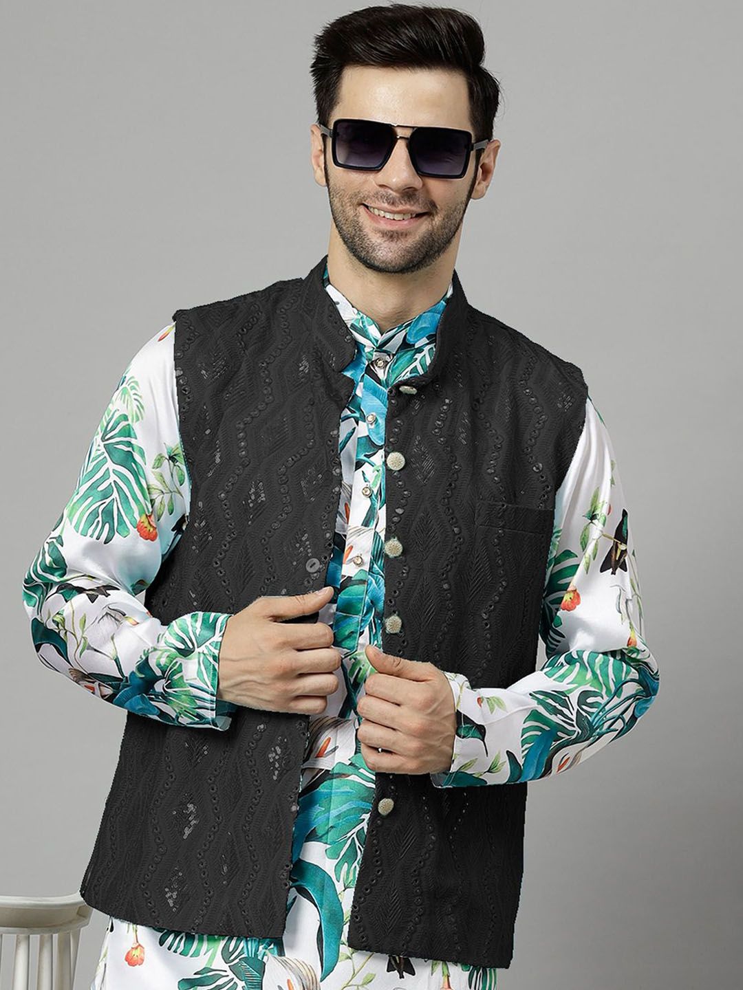Utsav Fashion Embroidered Georgette Nehru Jacket-image-33