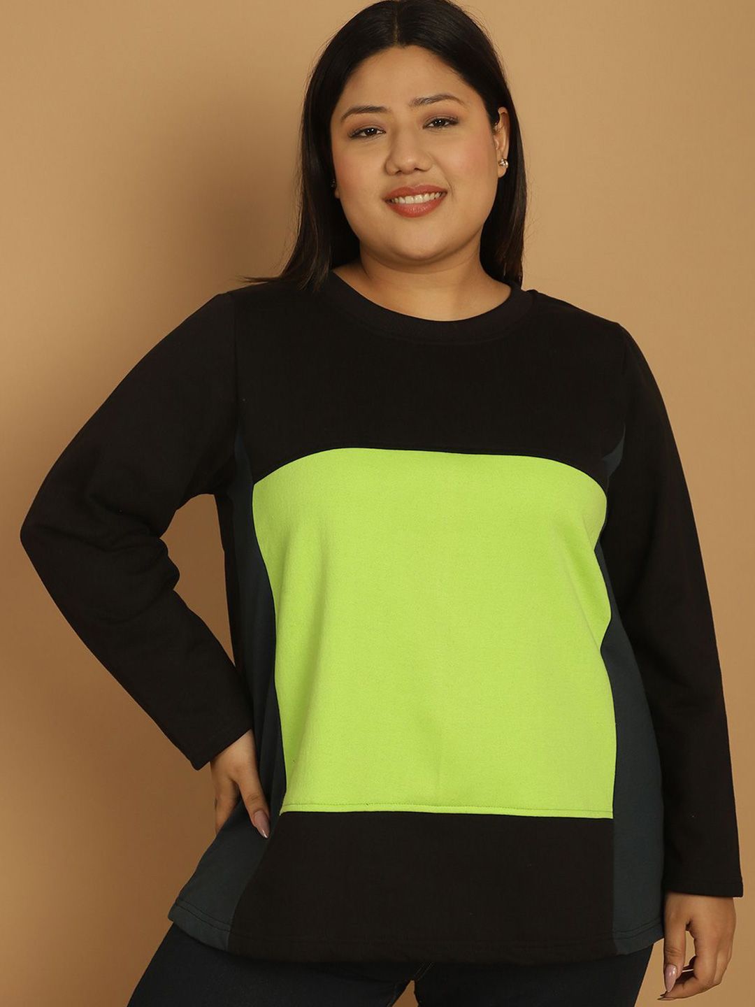theRebelinme Women Plus Size Colourblocked Sweatshirt-picture-37