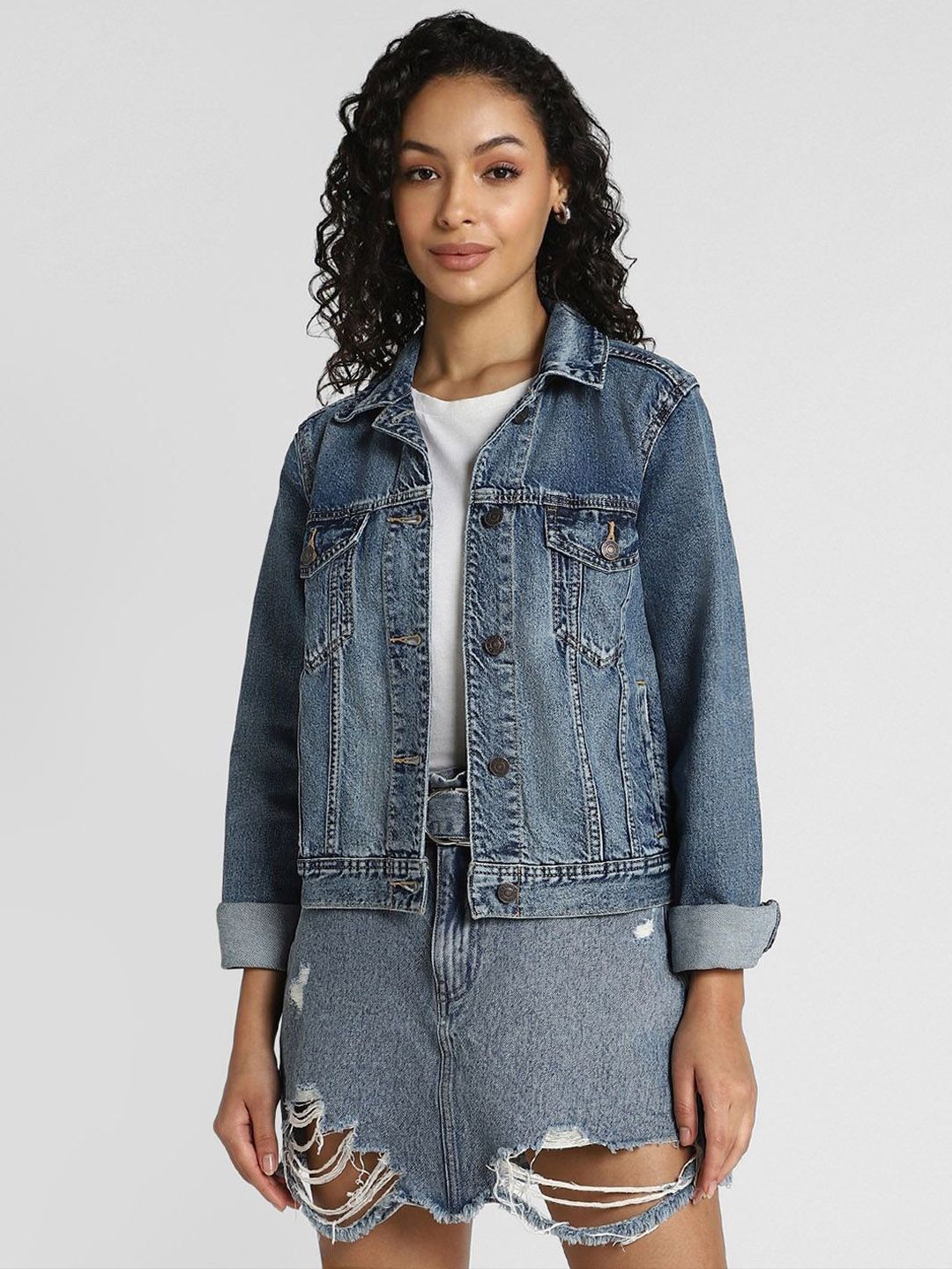 AMERICAN EAGLE OUTFITTERS Women Washed Denim Jacket-picture-21