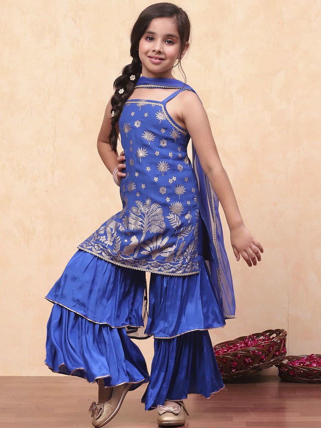 Biba Girls Ethnic Motifs Printed Regular Kurta with Sharara & With Dupatta-picture-50