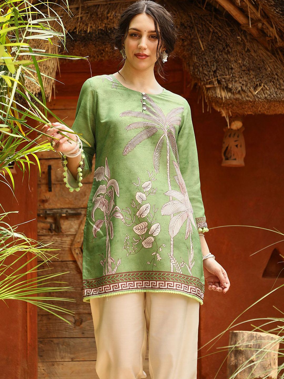 QISSA Women Floral Printed Regular Pure Cotton Kurti with Trousers & With Dupatta-picture-16