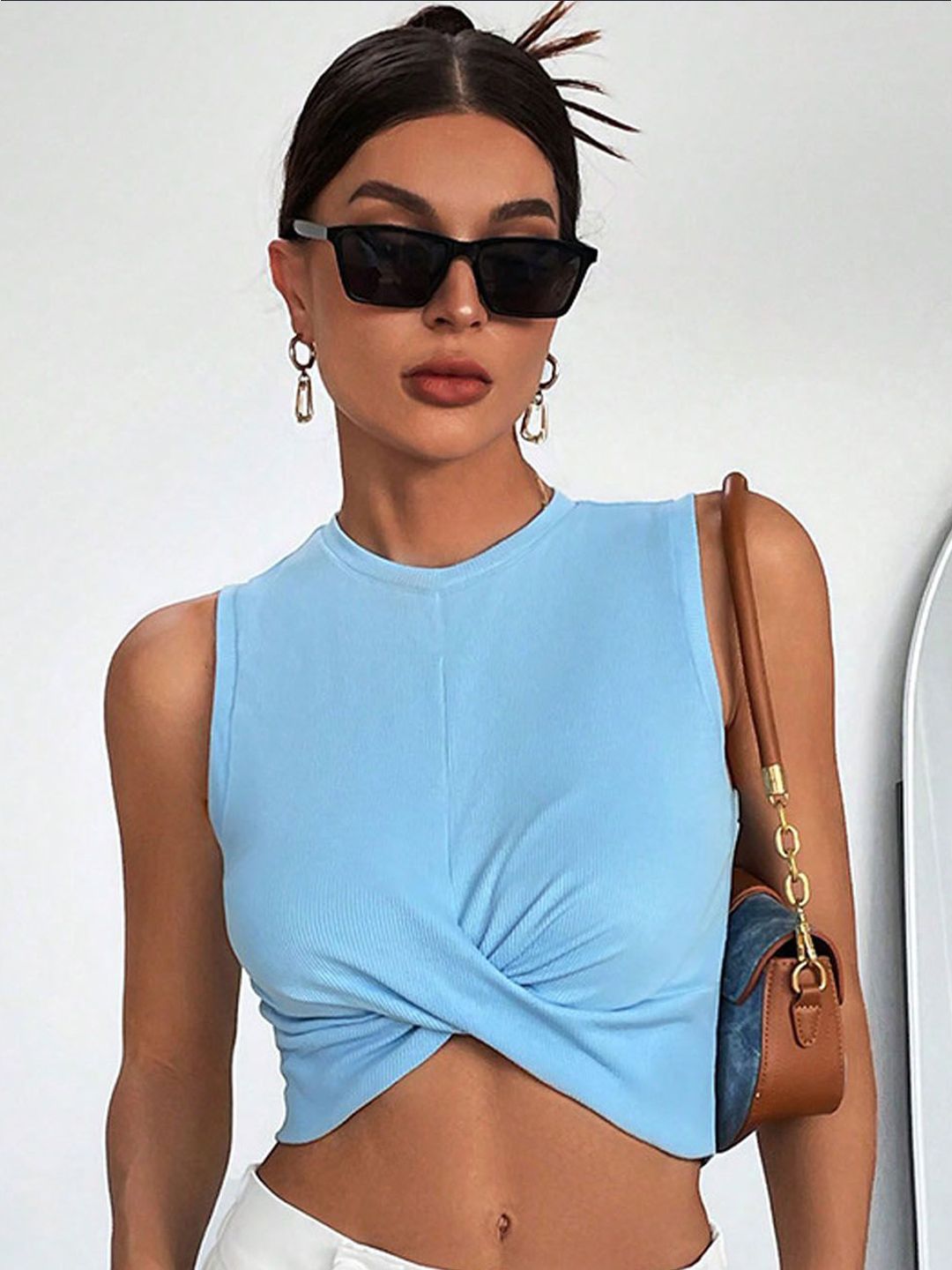 StyleCast Women Round Neck Sleeveless Crop Top-image-6