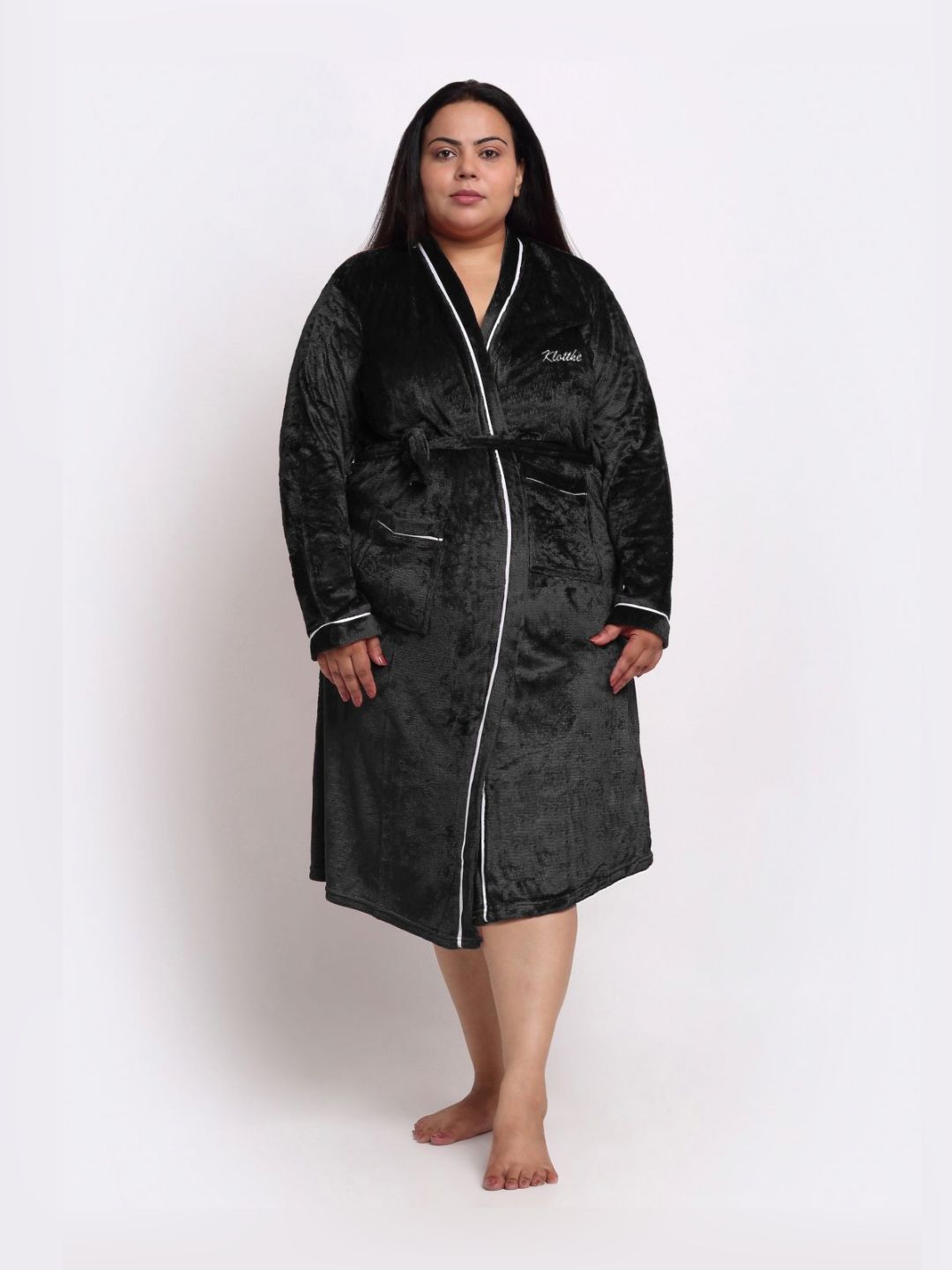 KLOTTHE Wool Bath Robe With Belt-image-38