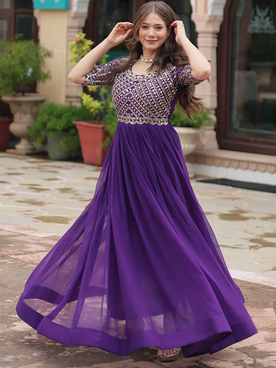 KALINI Women Fit and Flare Ethnic Dresses-image-40