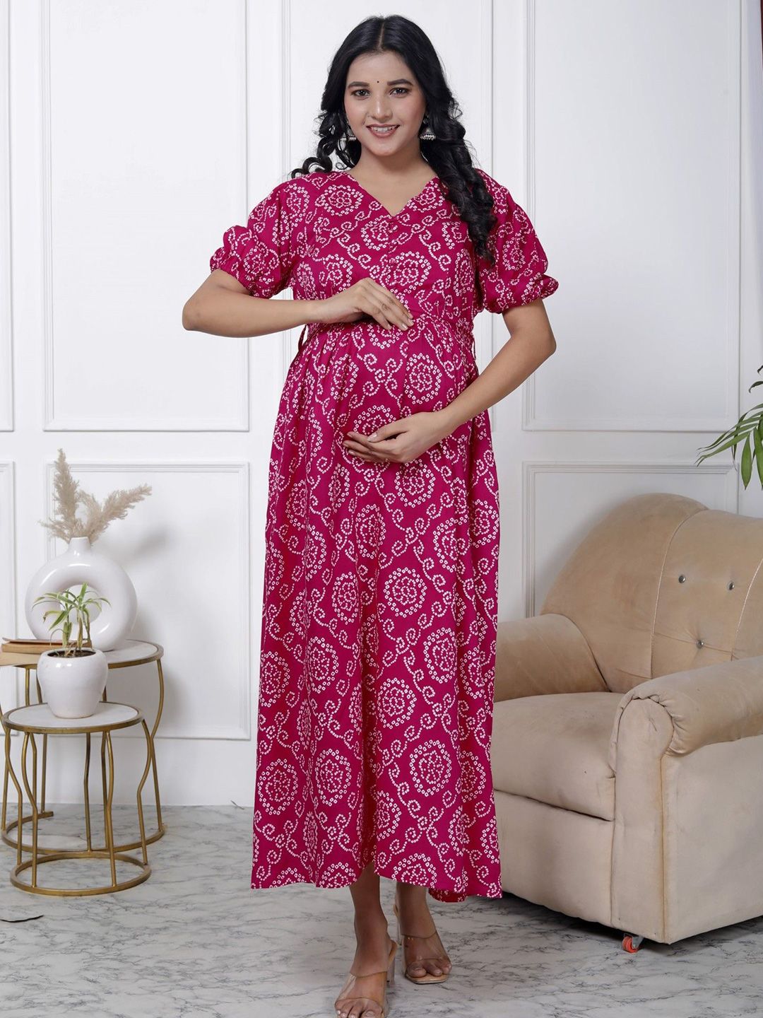 Swasti Ethnic Motifs Print Maternity Maxi Dress-picture-20