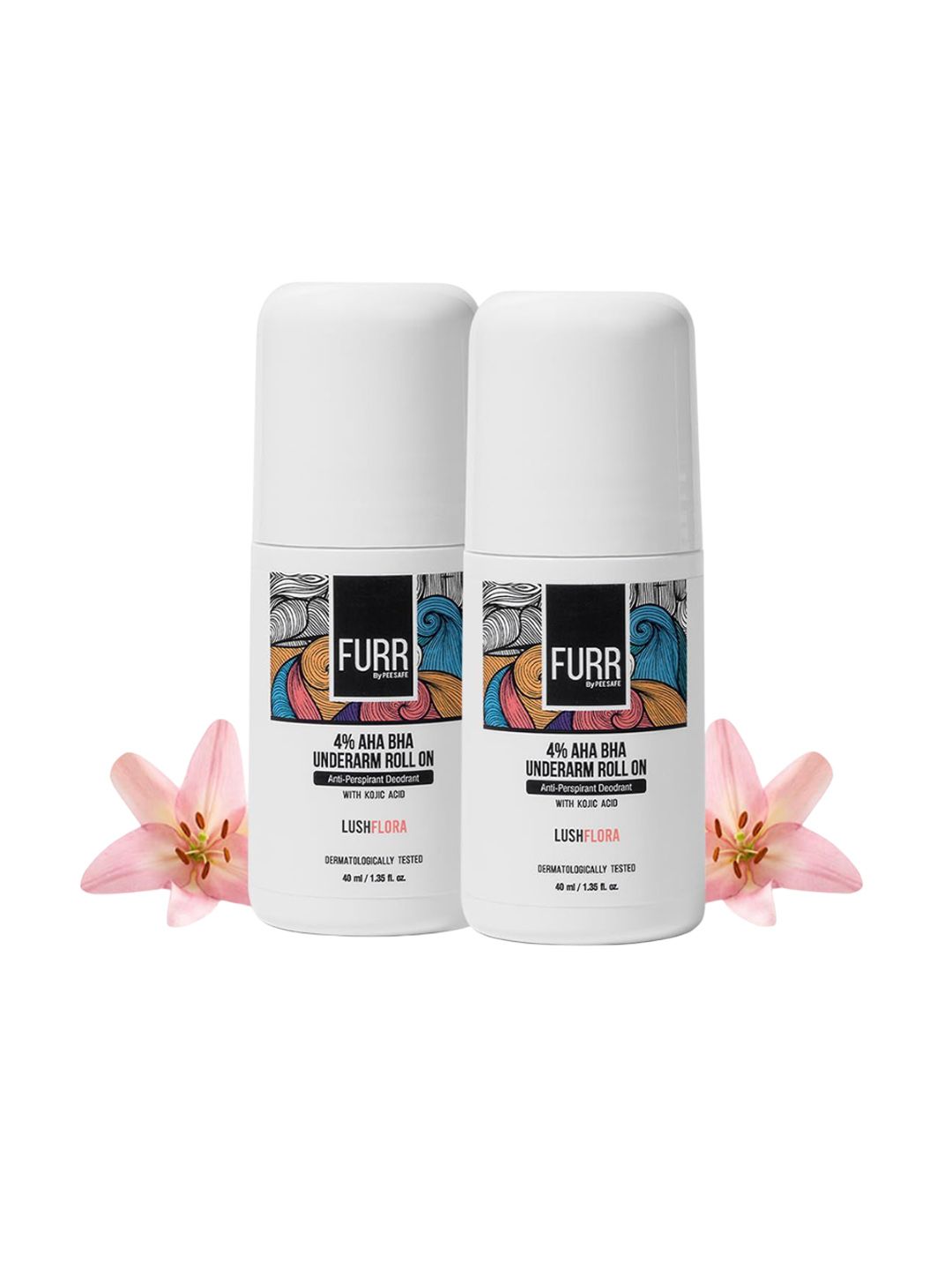 FURR BY PEE SAFE Set Of 2 Lush Flora 4% AHA BHA Underarm Roll On - 40 ml Each-image-13