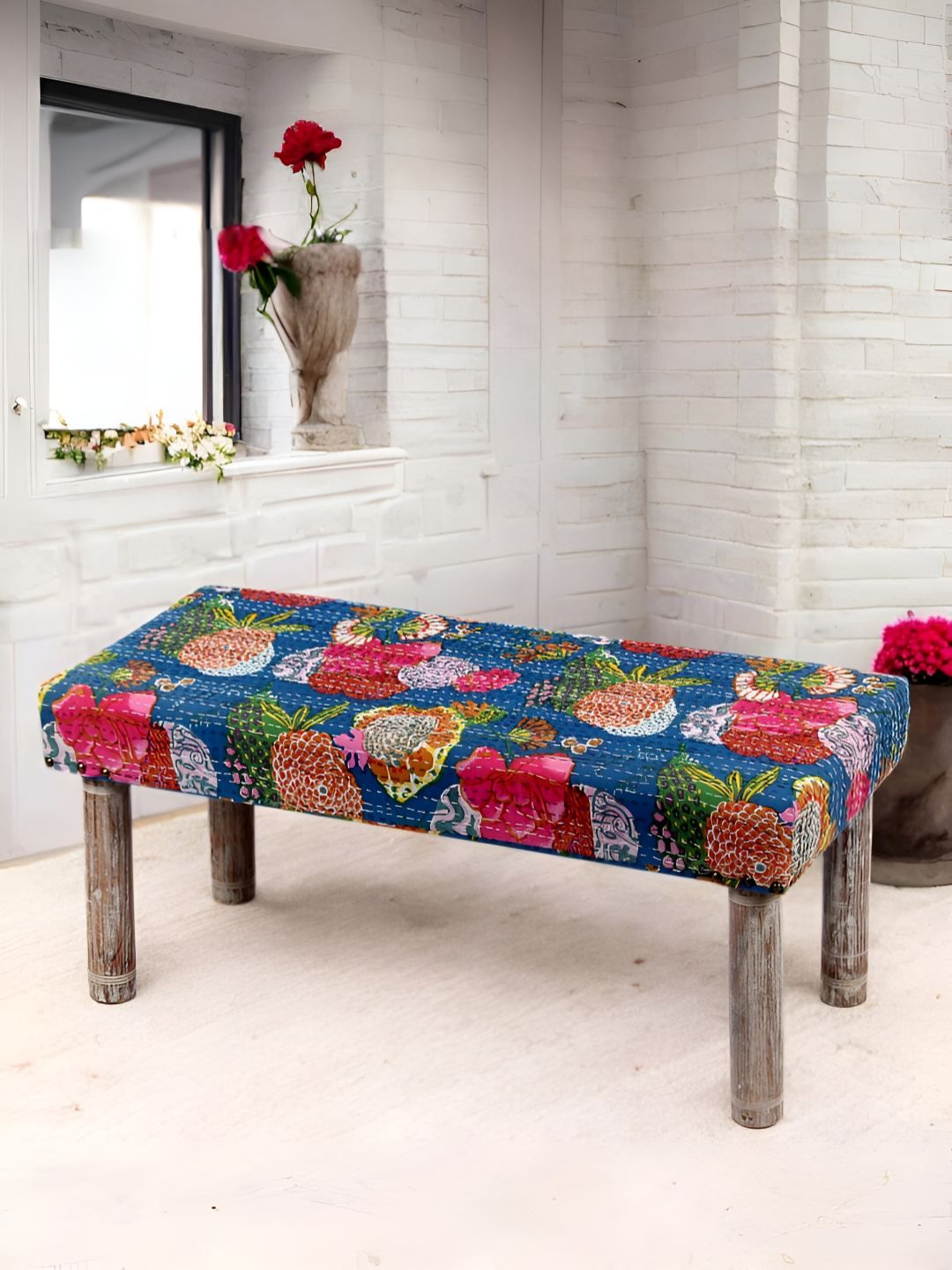 Ikiriya Blue & Pink Mid Century 2 Seater Bench-picture-18