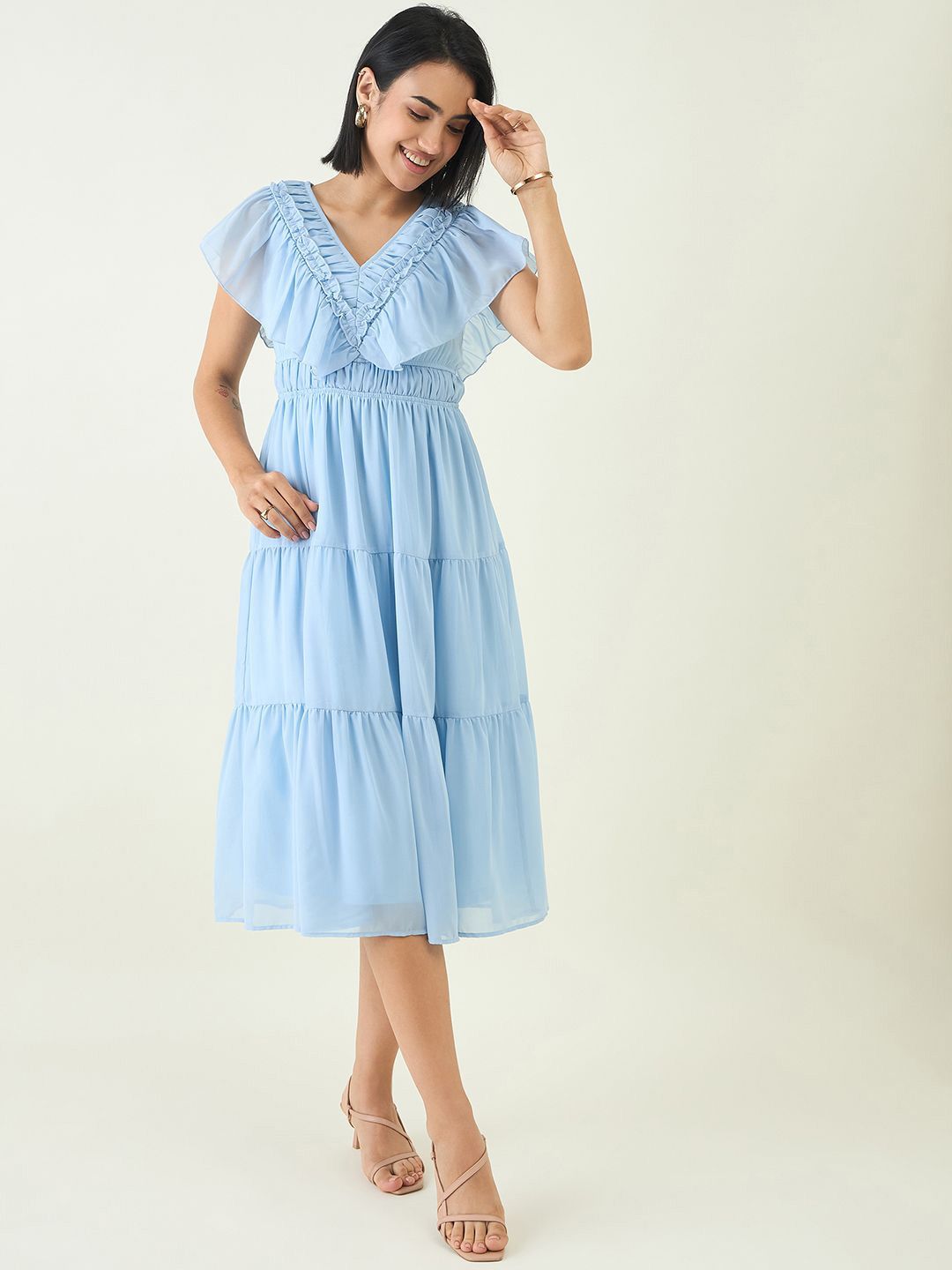 aayu Georgette Fit & Flare Midi Dress