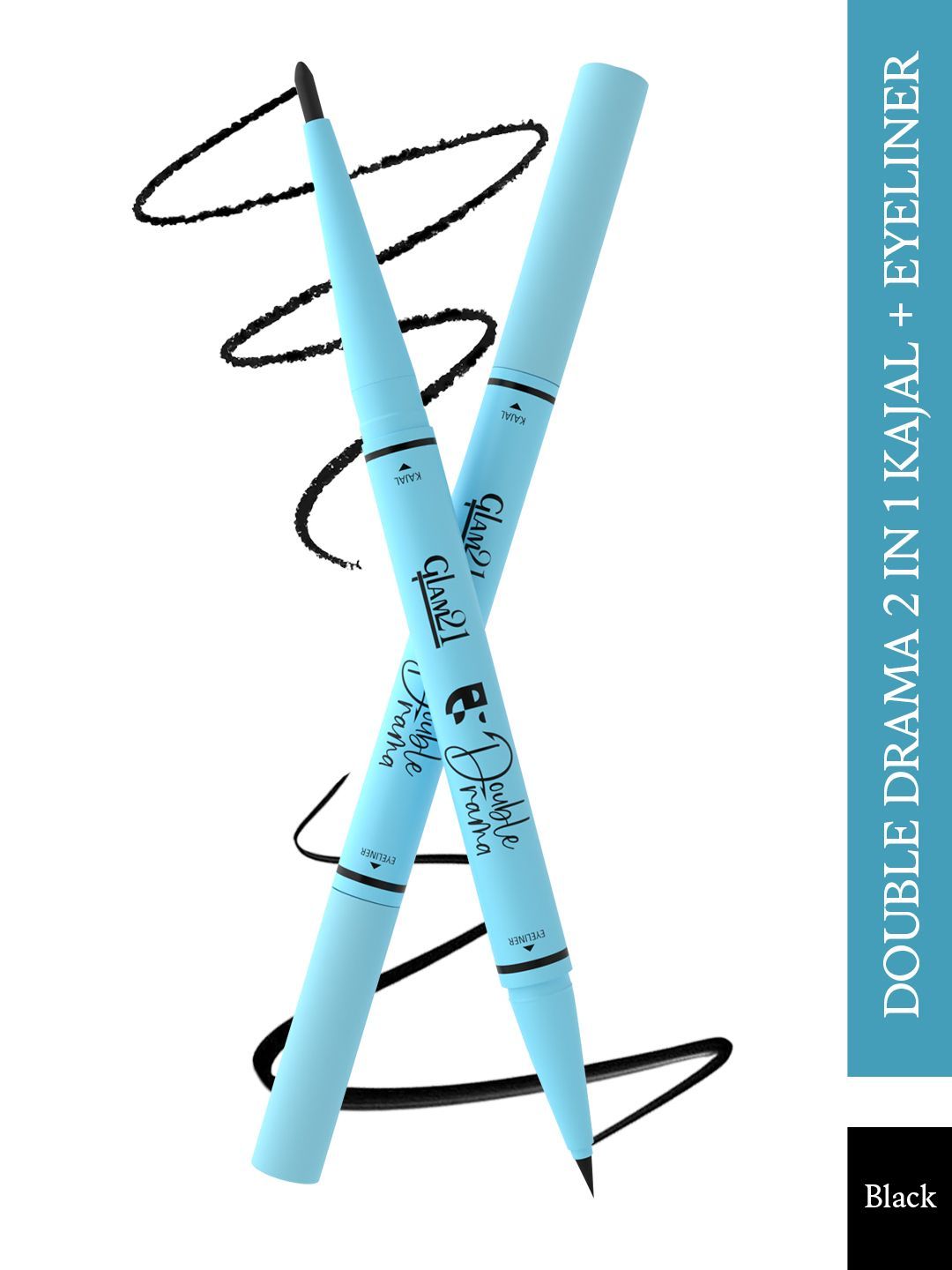 GLAM21 Double Drama Kajal & Eyeliner 37 g - Black-picture-5