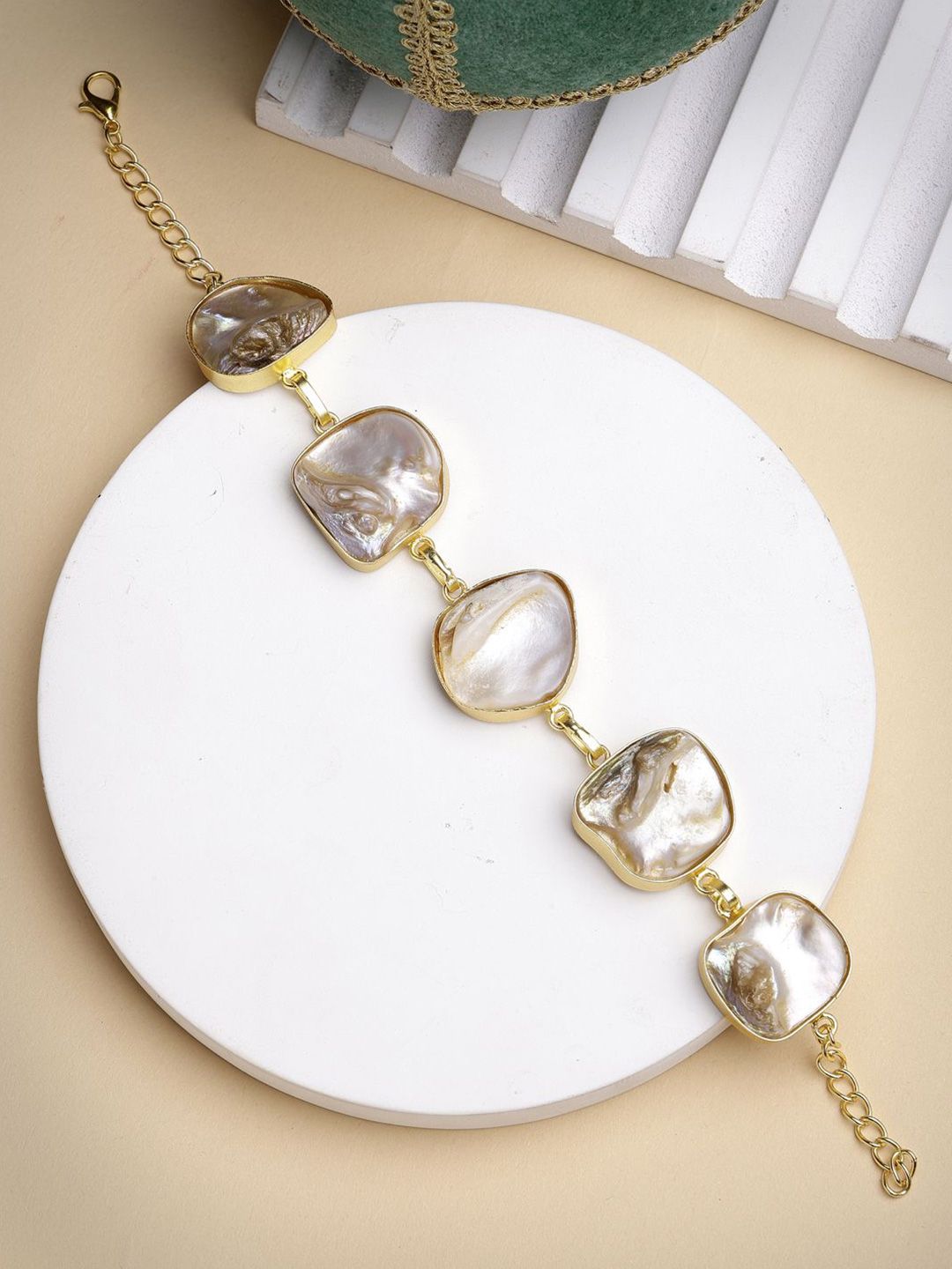 NVR Girls Brass Pearls Gold-Plated Armlet Bracelet-picture-58