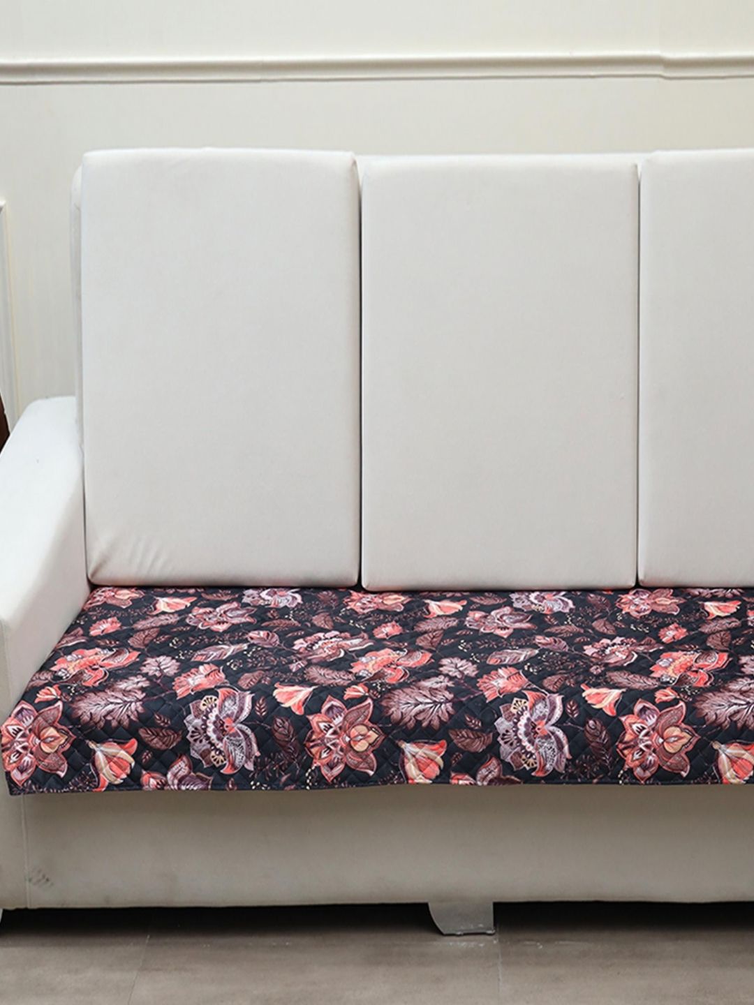 AAZEEM Black & Orange Printed Velvet 2 Piece Sofa Cover-image-17