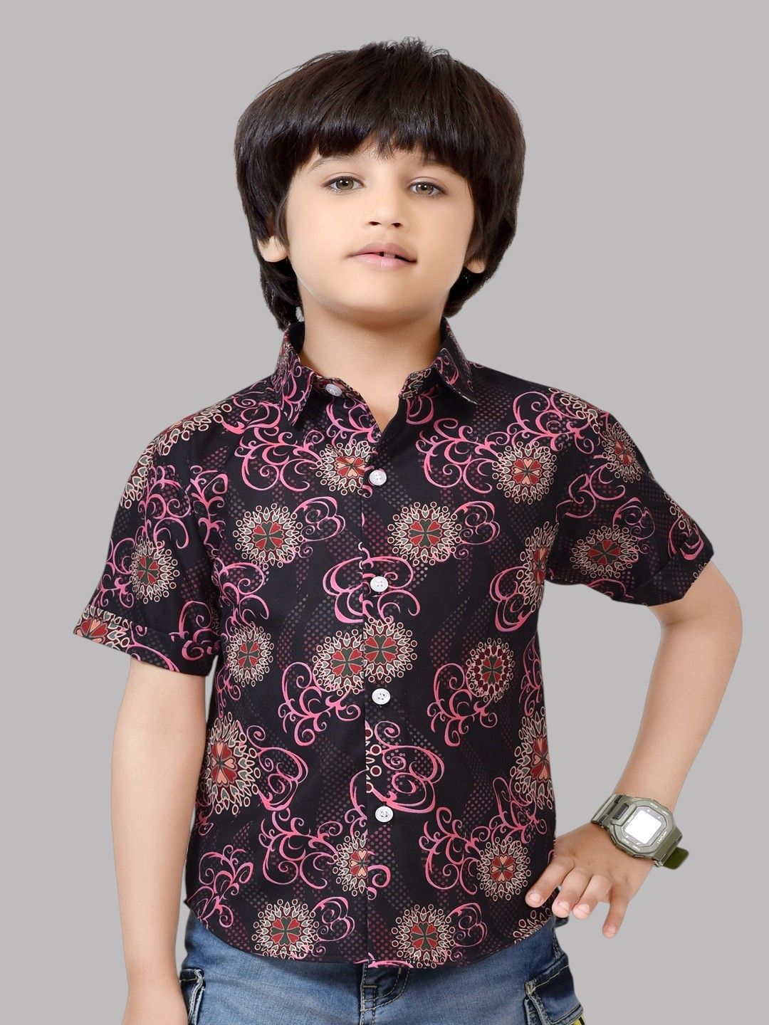 BAESD Boys Comfort Floral Opaque Printed Casual Shirt-picture-37