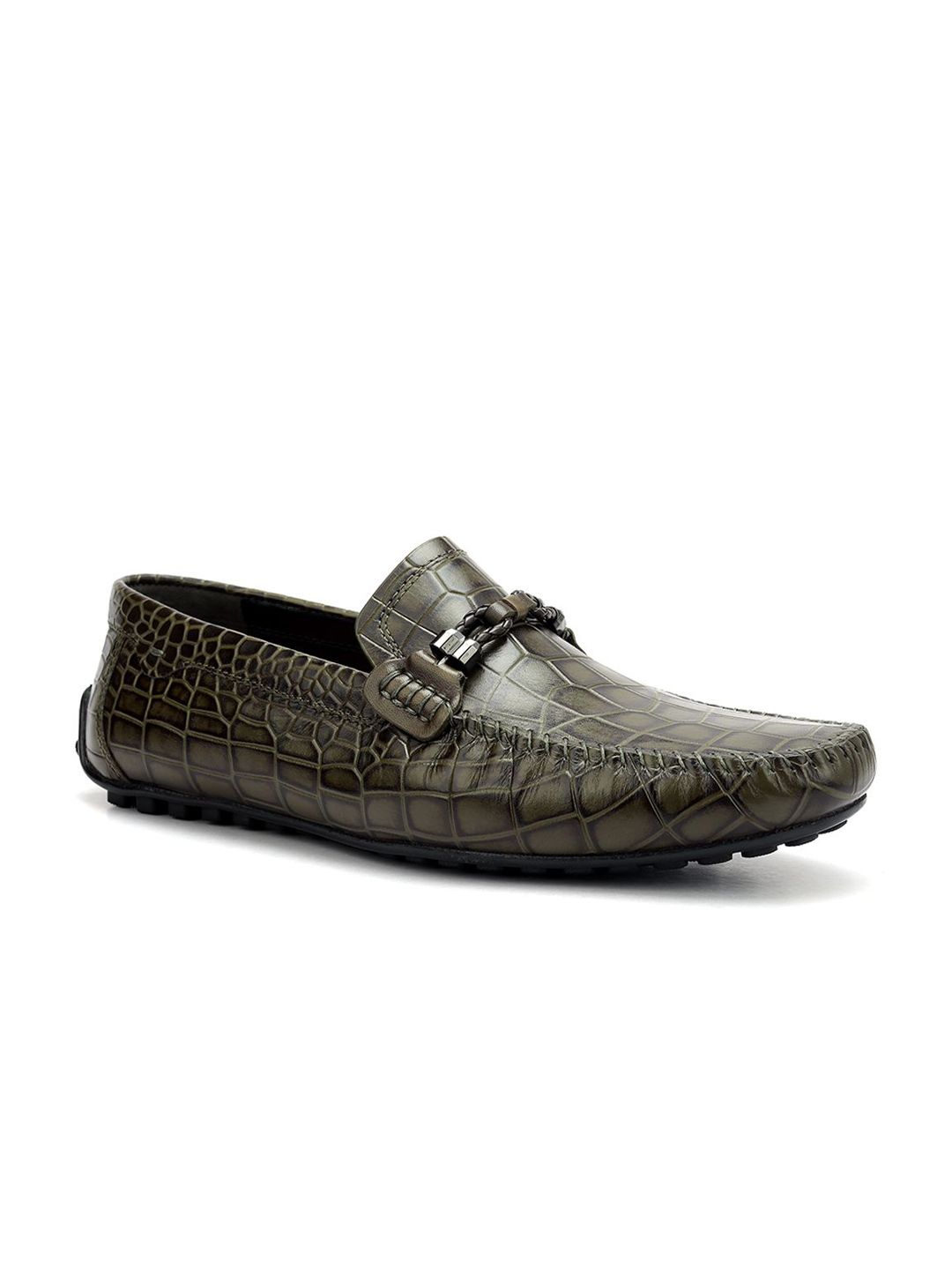 ROSSO BRUNELLO Men Textured Leather Formal Loafers Shoes