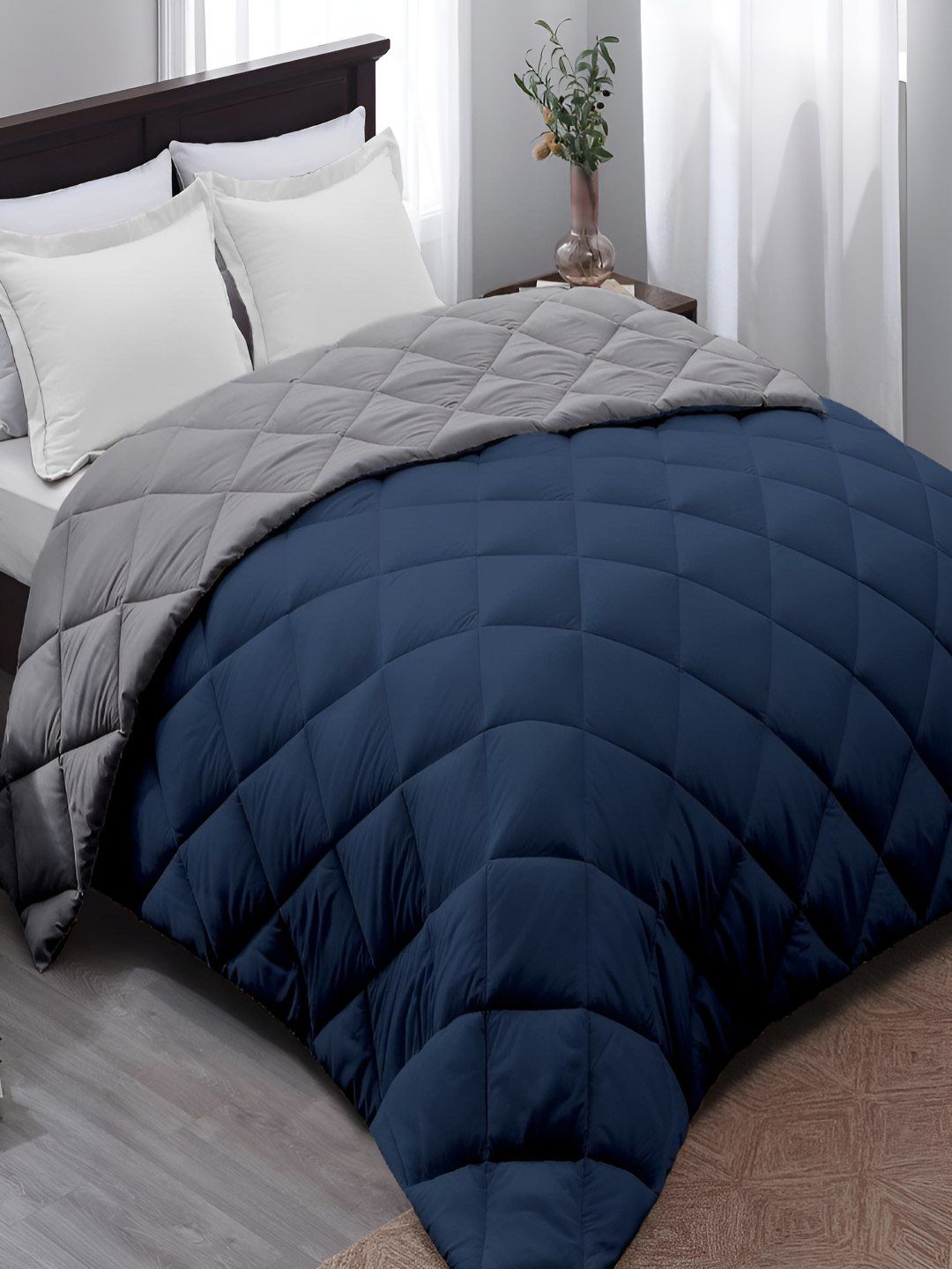 tundwal's Grey & Blue Heavy Winter 210 GSM Single Bed Comforter-image-30