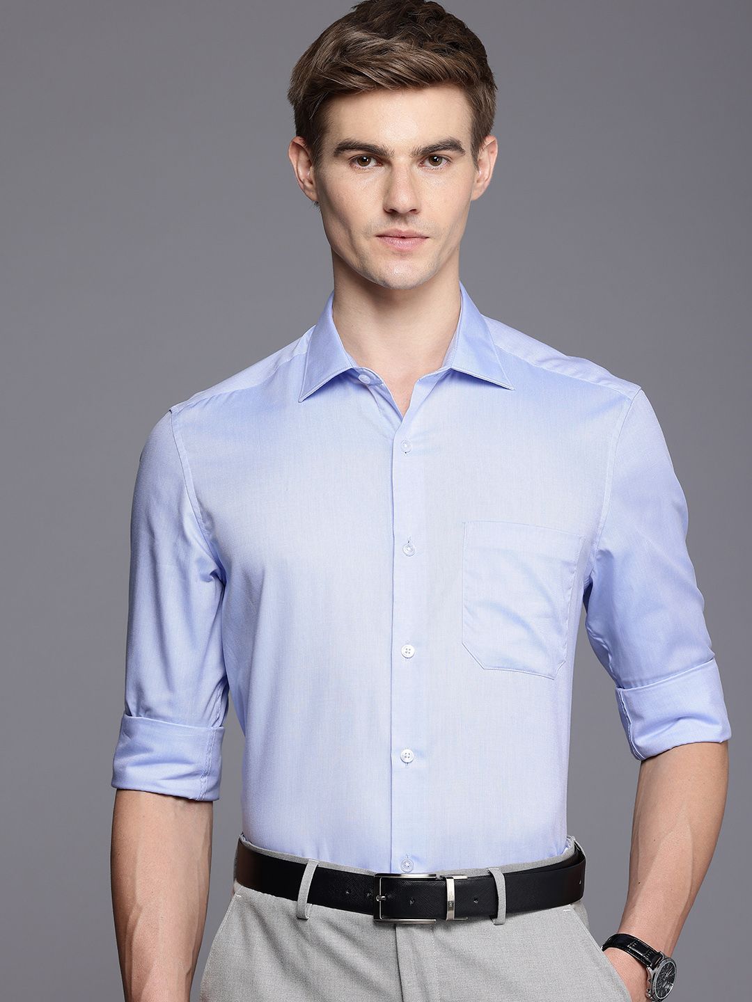 Louis Philippe Pure Cotton Classic Fit Opaque Formal Shirt-picture-35