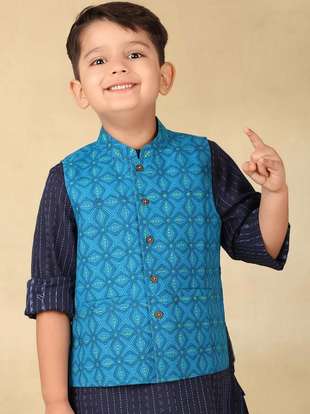 Fabindia Boys Printed Cotton Nehru Jacket-picture-25