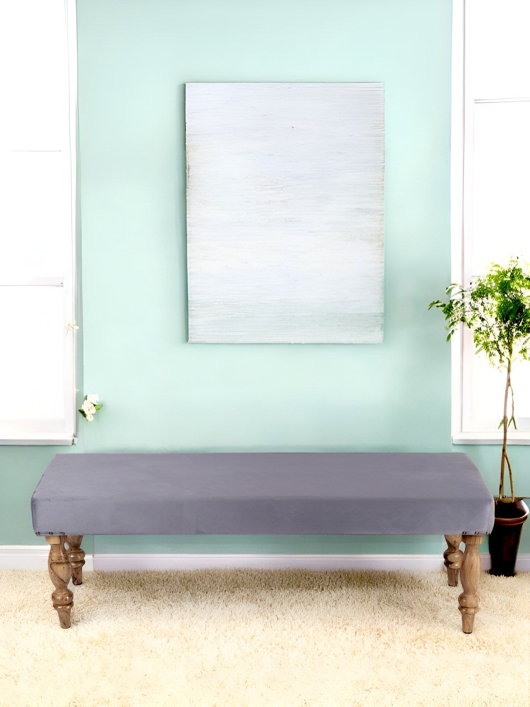 Ikiriya Grey & Brown Wooden 3 Seater Bench