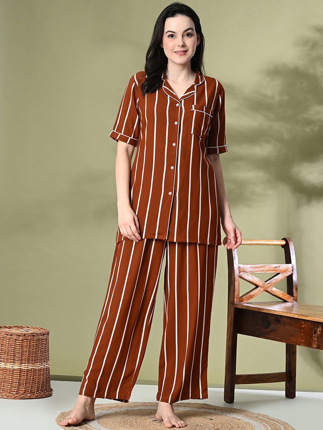 Mintmarie Women Striped Night suit-picture-58