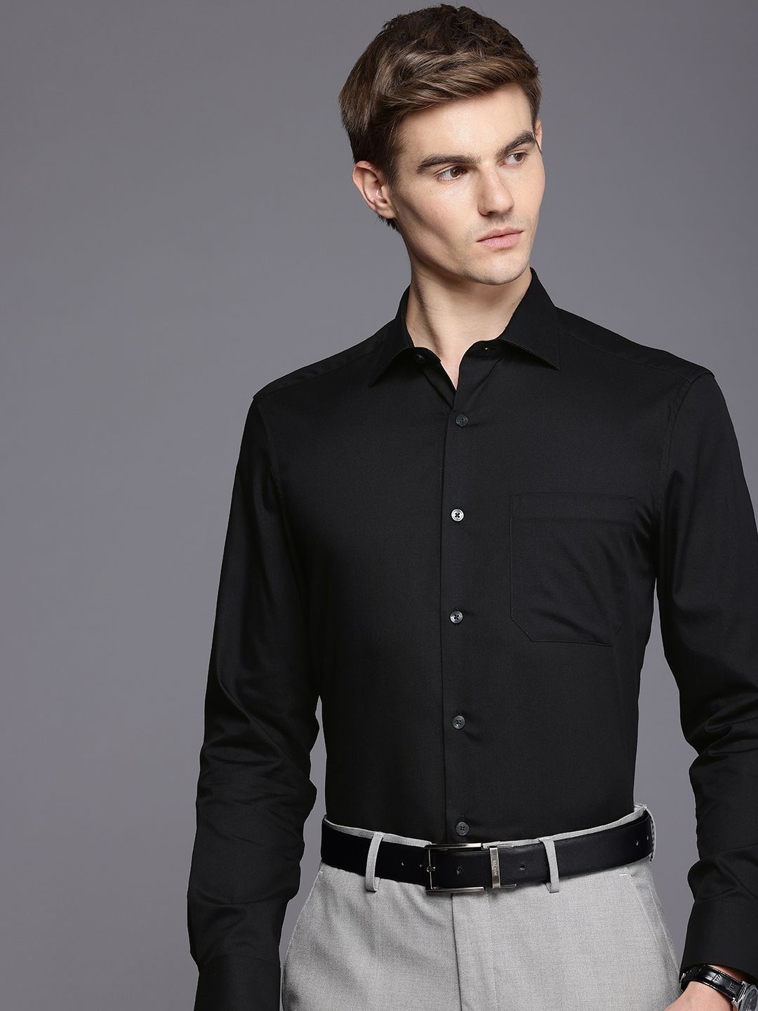 Louis Philippe Pure Cotton Classic Fit Opaque Formal Shirt-picture-11