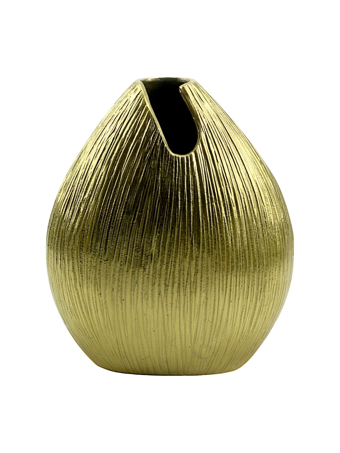 Hind Decor Yellow Textured Aluminium Flower Vase-image-46
