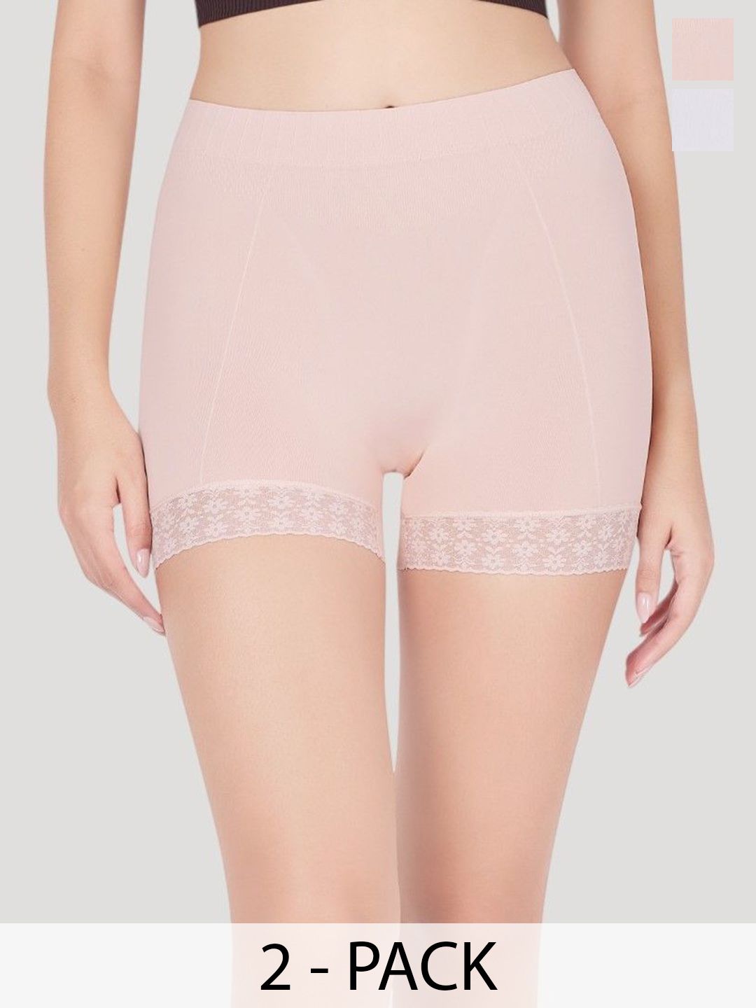 PLUMBURY Pack Of 2 Seamless Mid Rise Shorts-picture-22