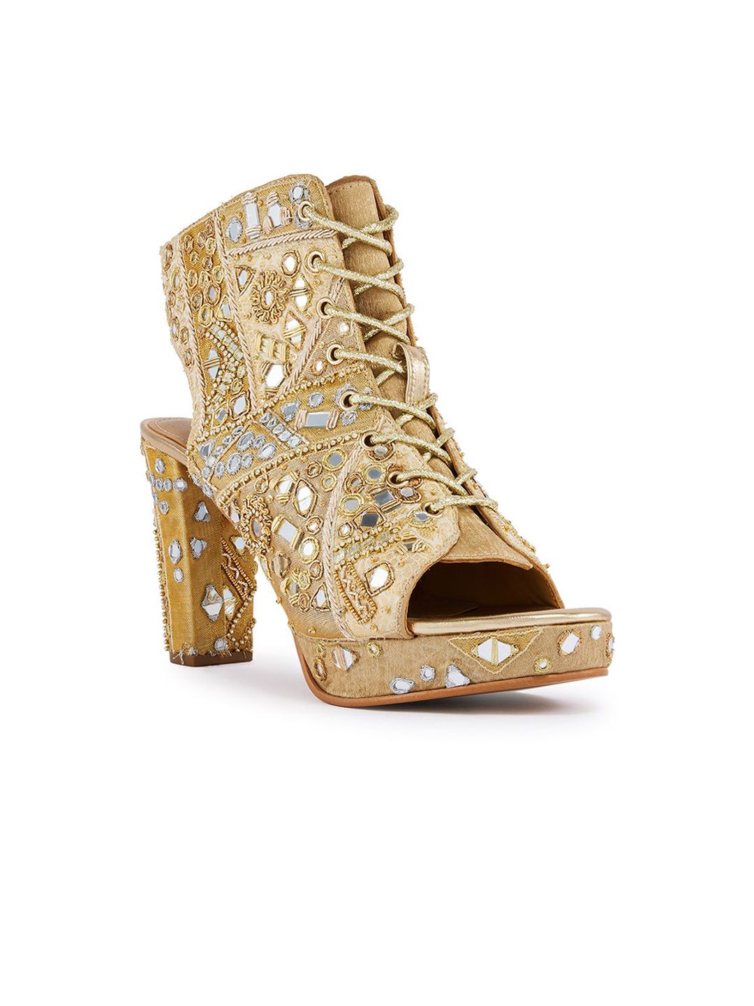 Anaar Embellished Block Peep Toes Heels-image-23