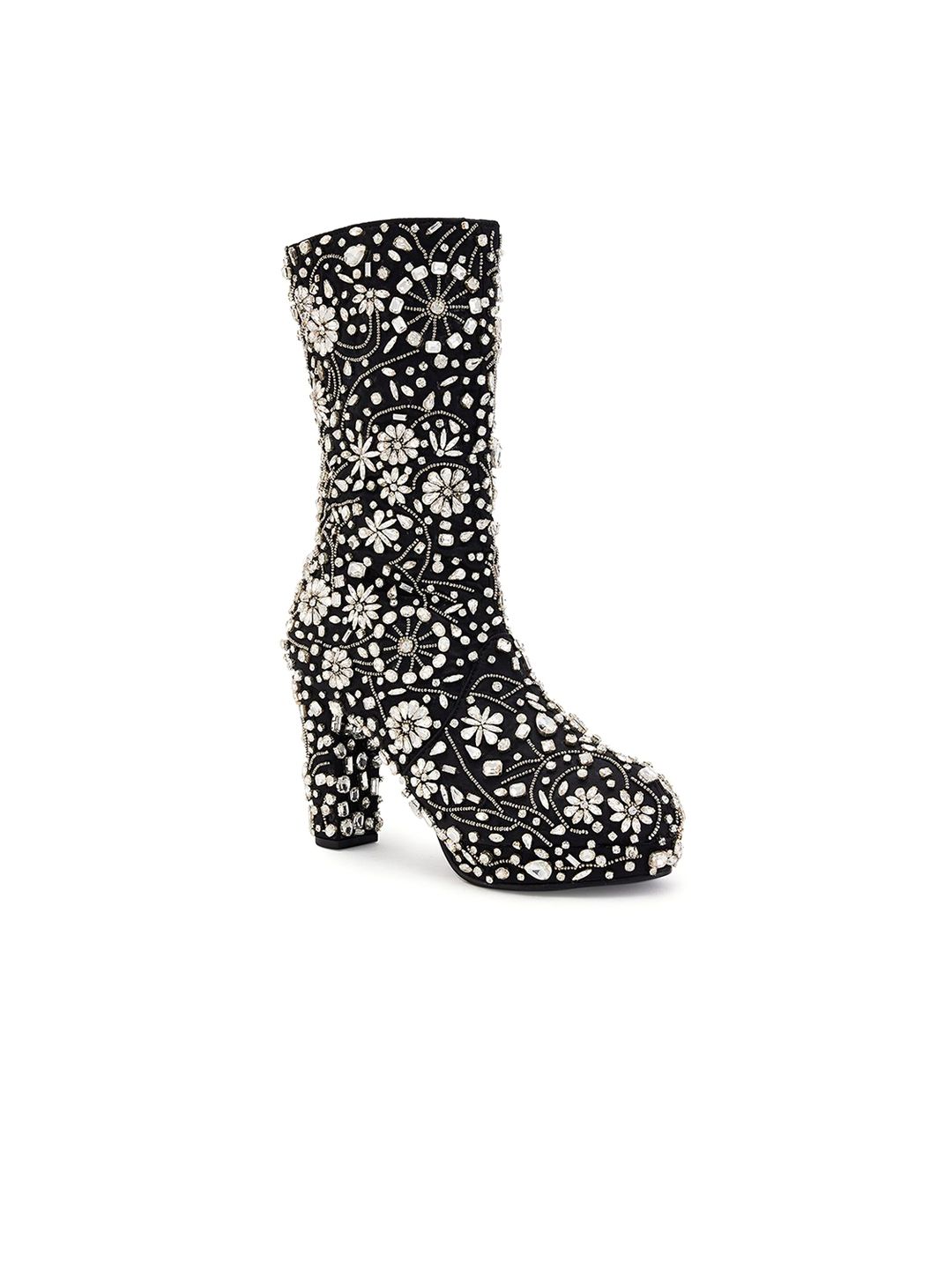 Anaar Women Embellished Block-Heeled Boots-image-3