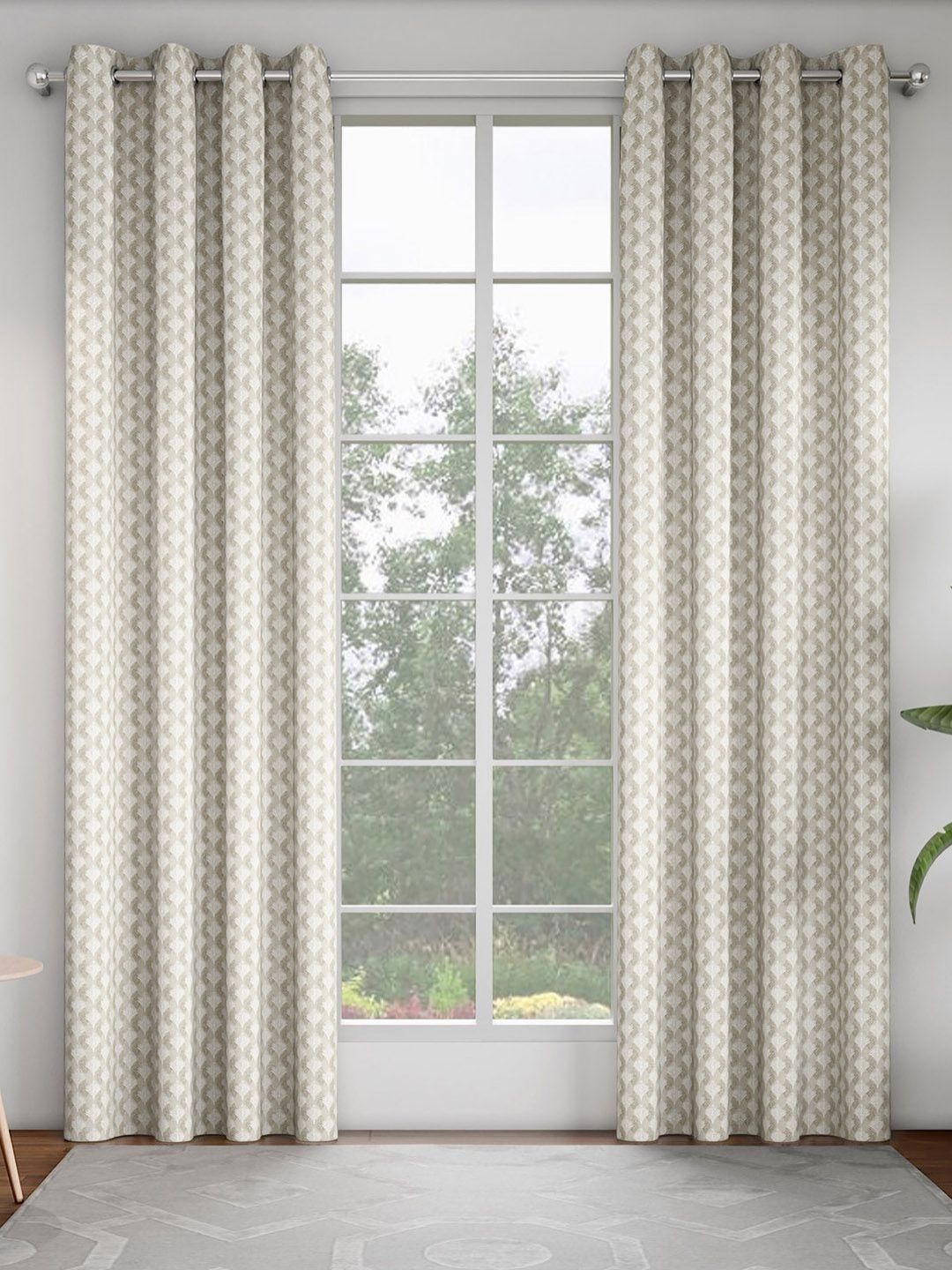 GM Beige & Cream-Coloured Set of 2 Ethnic Motifs Room Darkening Door Curtain-picture-16