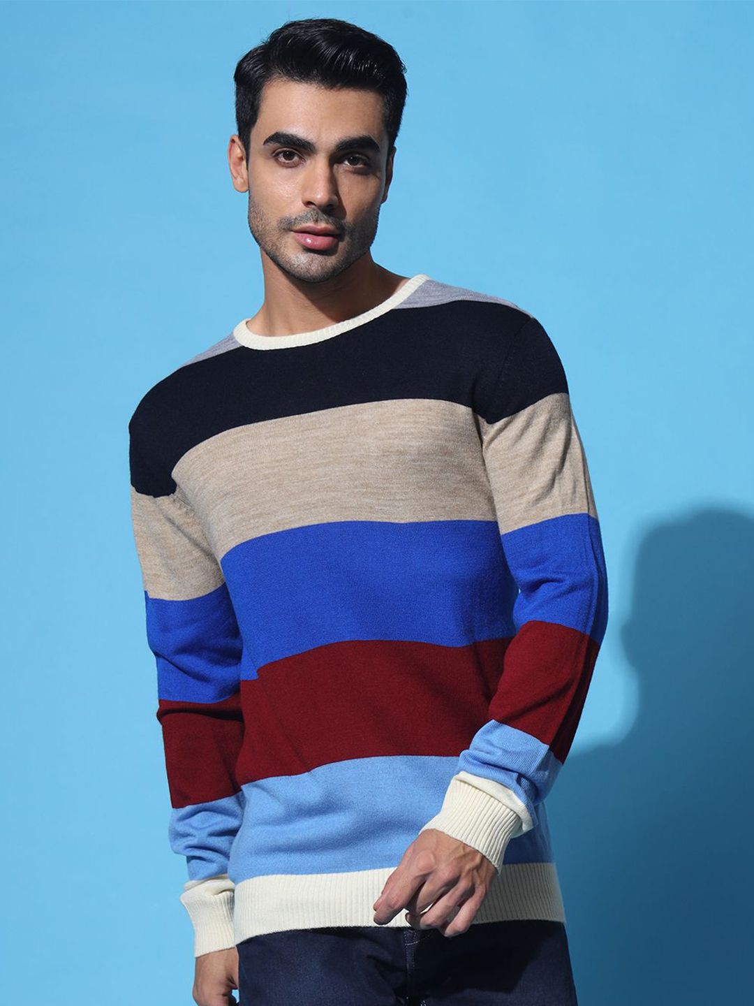 The Roadster Lifestyle Co Self Design Pullover Sweater