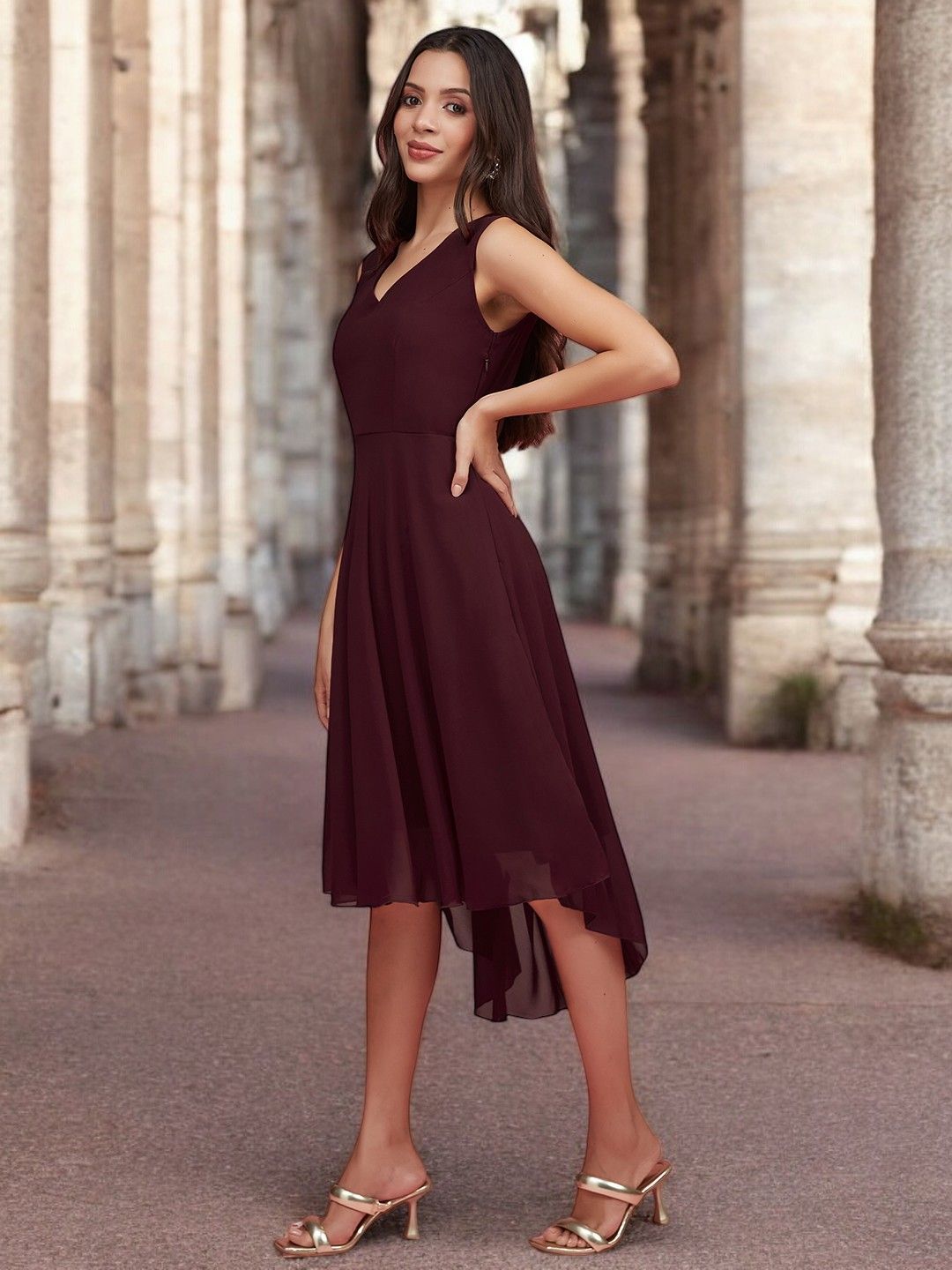 DressBerry Georgette Fit & Flare Midi Dress