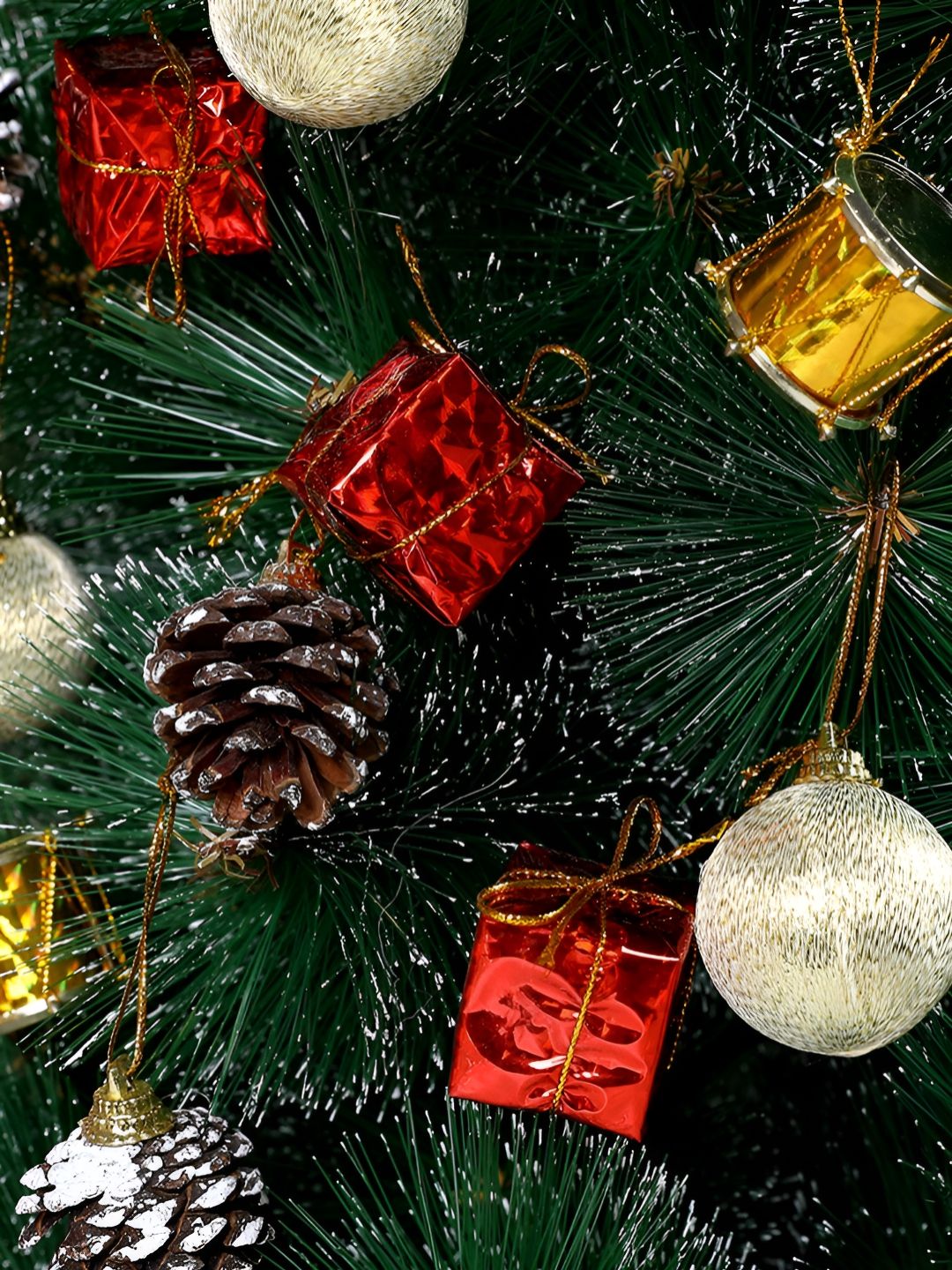 TAYHAA Set Of 12 Joyful Mini Glitter Ornaments-picture-33