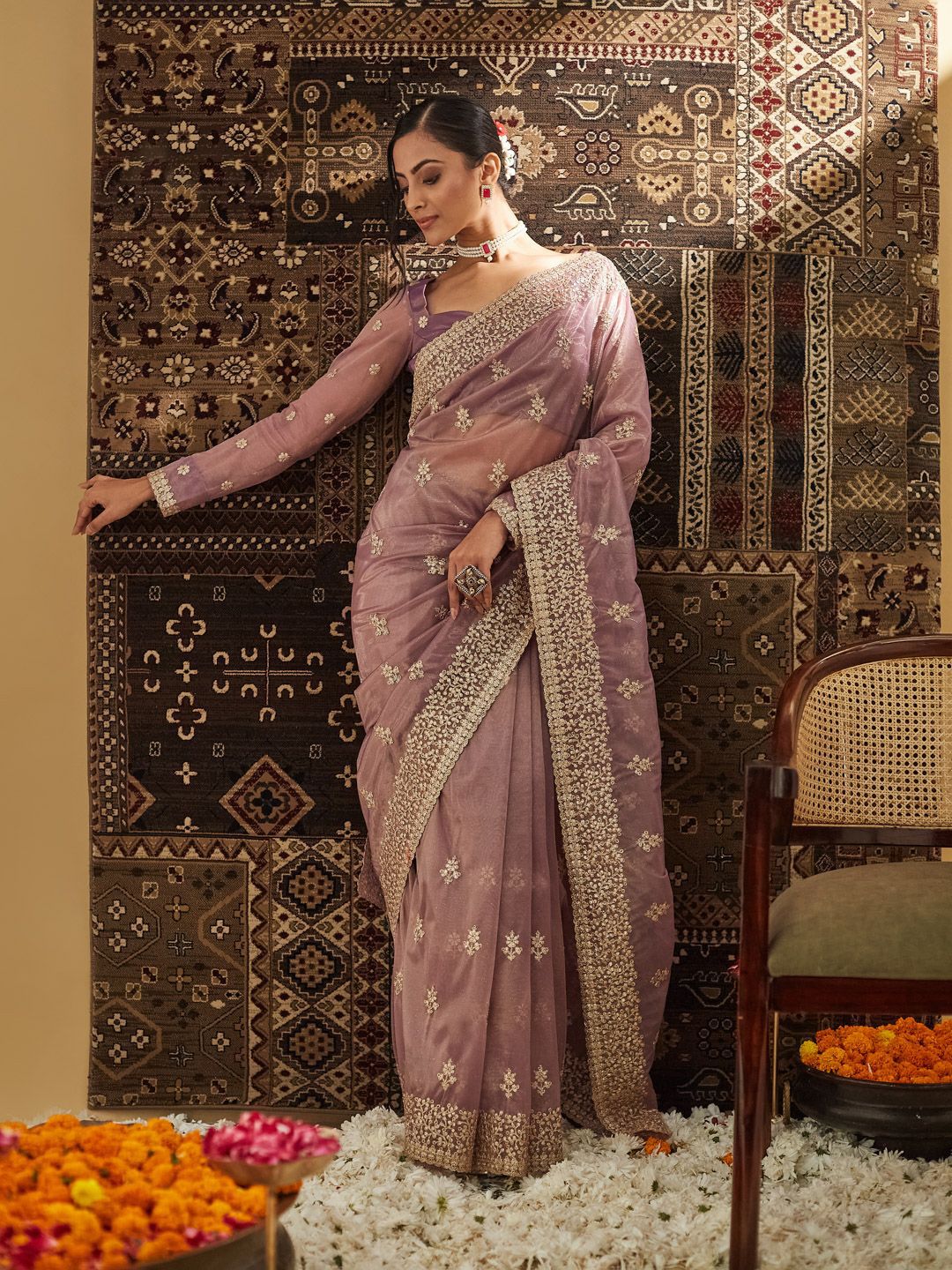 kasee Floral Zardozi Supernet Saree-picture-16