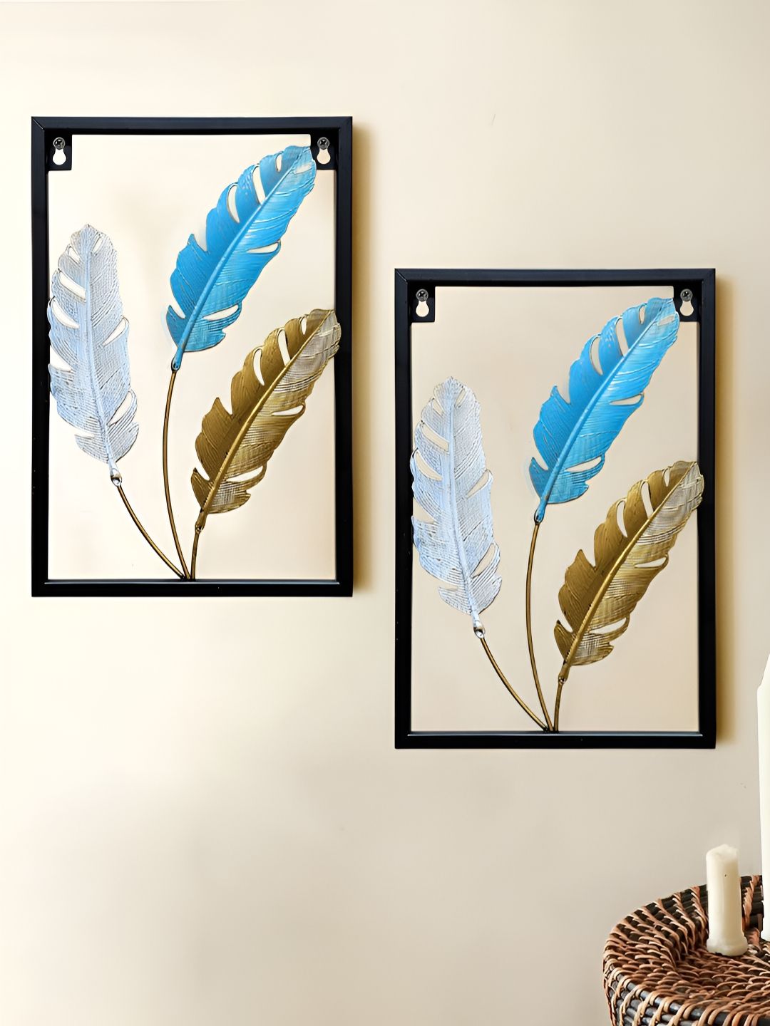 Art Street Gold-Toned & White 2 Piece Synthetic Wood Floral and Botanical Wall Paintings-picture-11