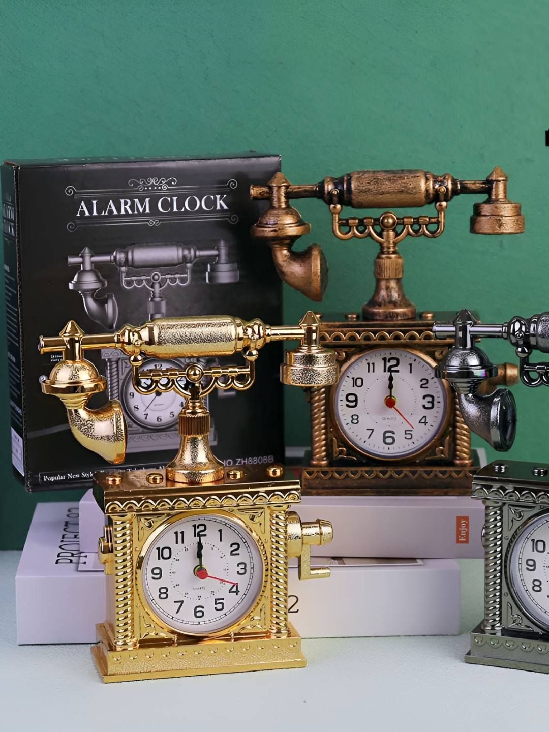 Spiaty Gold-Toned & White Vintage Alarm Clock-picture-17