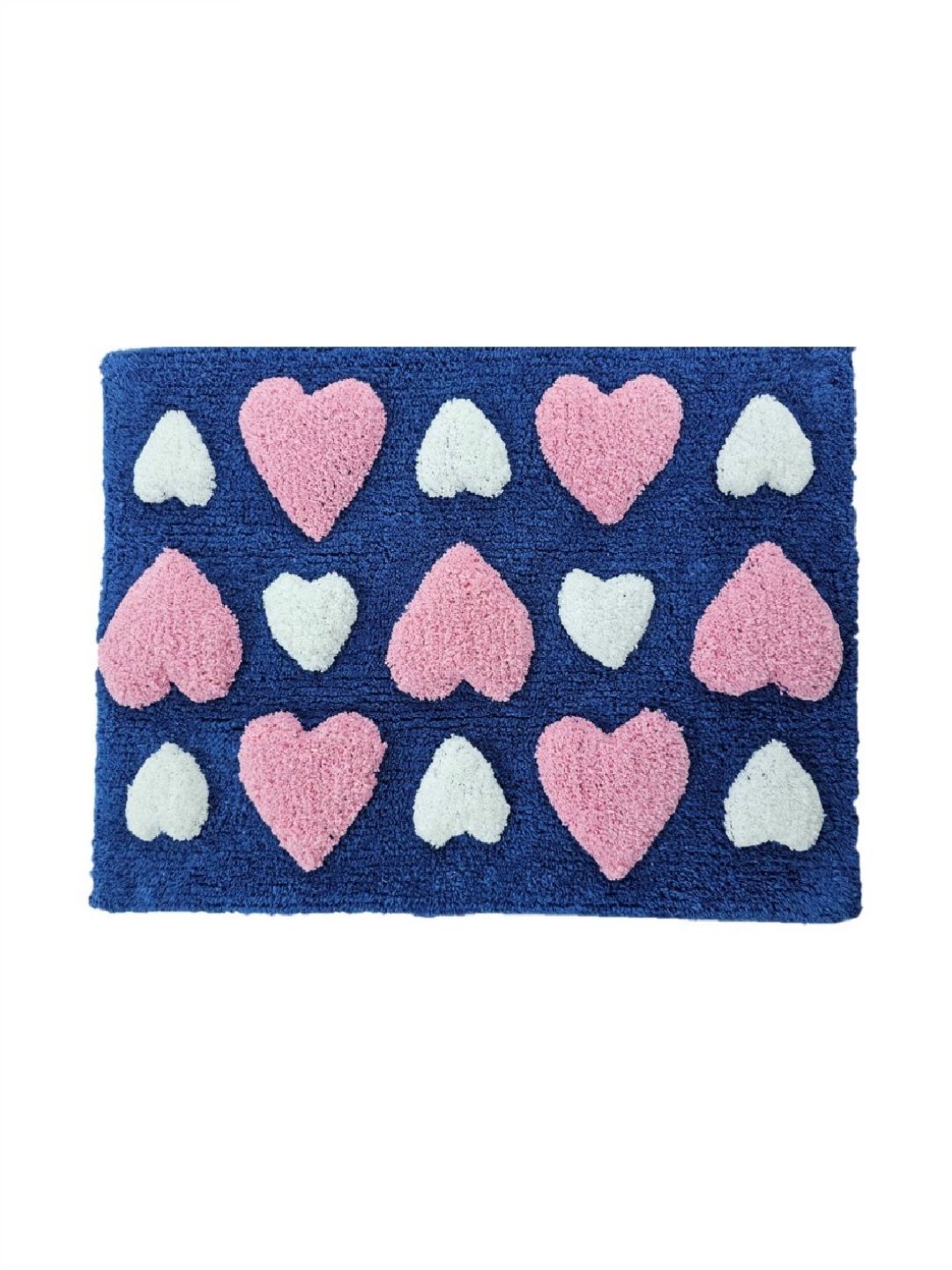 Aura Navy Blue & Pink Patterned Anti-Skid 1800 GSM Cotton Bath Rugs-picture-15