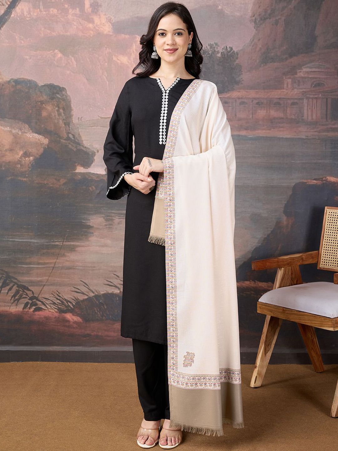 sangria House of Pataudi Women Ethnic Motifs Woven Design Shawl-picture-14
