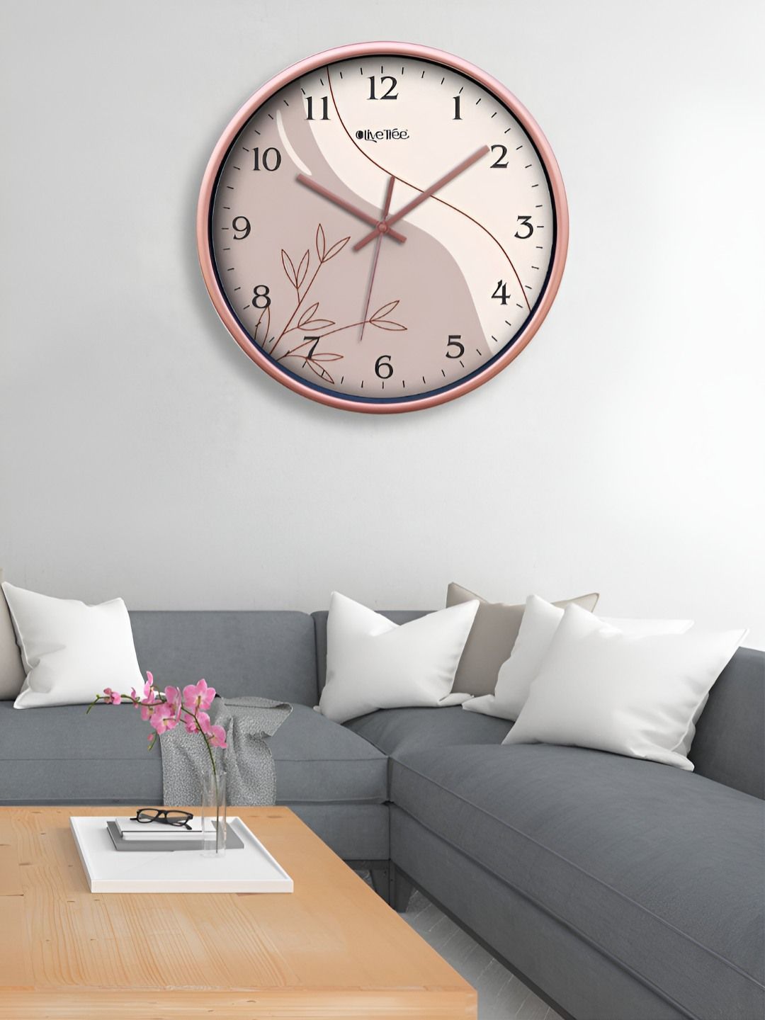 OLIVE TREE Copper-Toned & Beige Contemporary Wall Clock-image-23