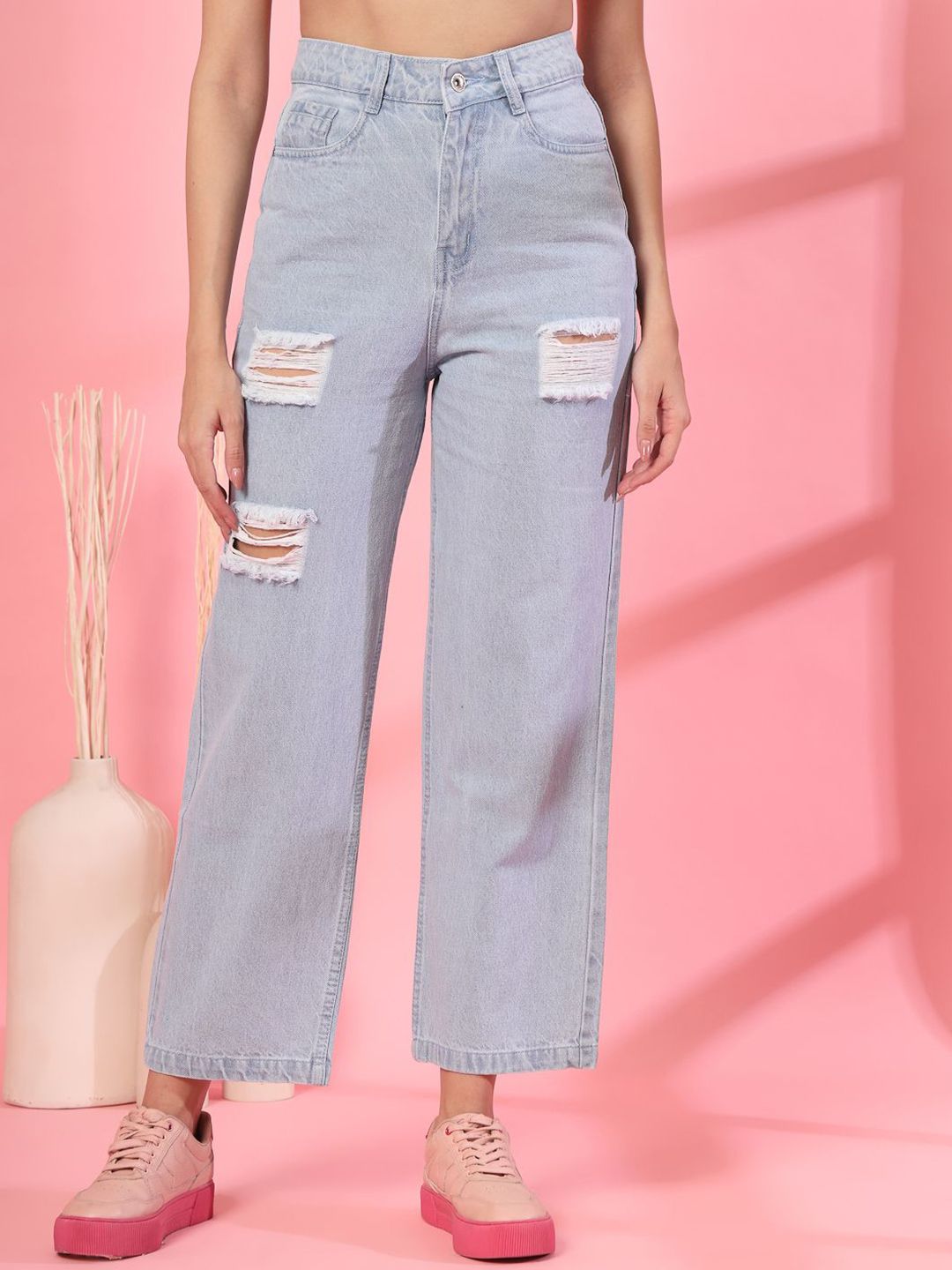 STYLECAST X KASSUALLY Women Loose Flared Mildly Distressed Jeans-picture-31