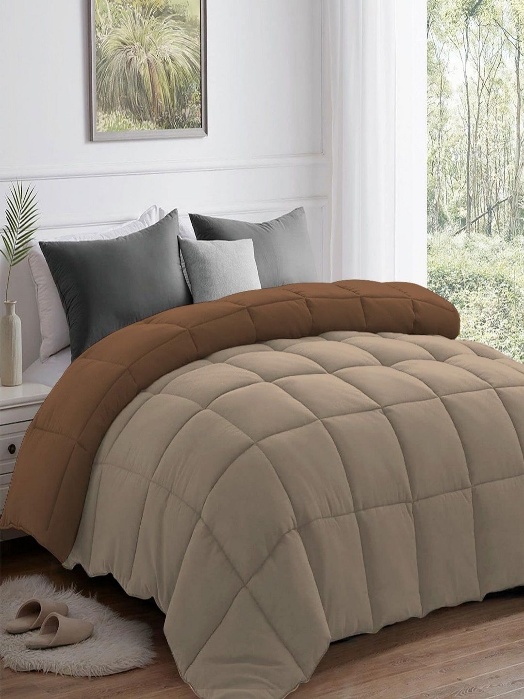 CHICERY Brown Heavy Winter 210 GSM Double Bed Comforter-image-11
