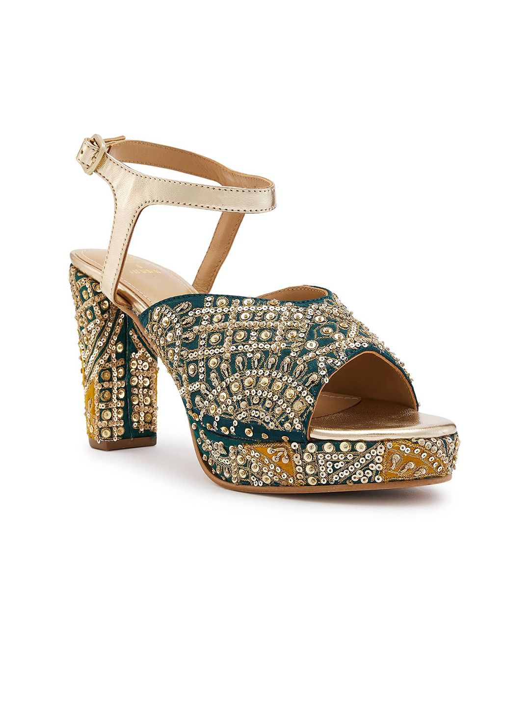 Anaar Women Mirror Work Embellished Ethnic Heels-picture-56