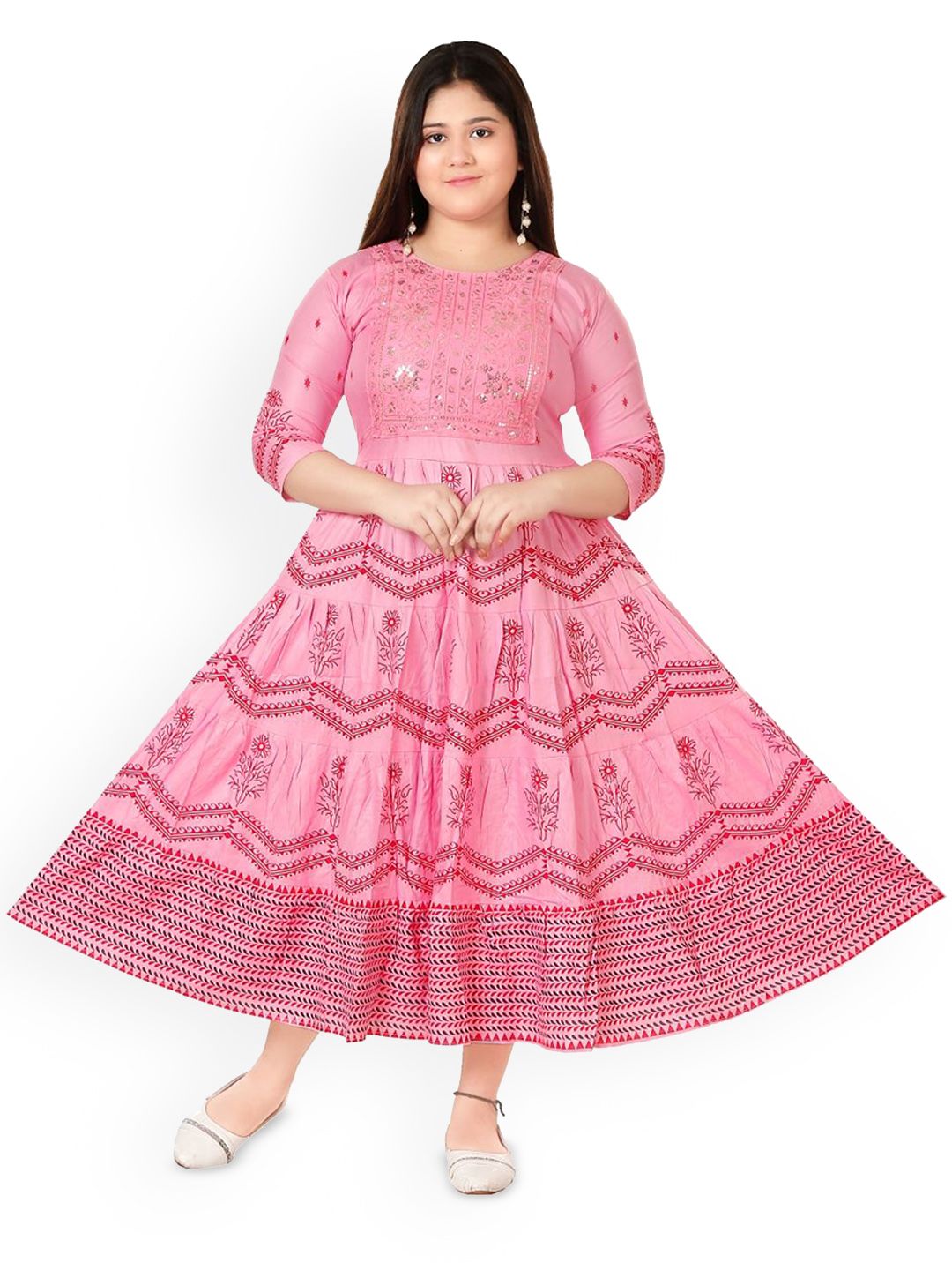 BAESD Embroidery Cotton Gown Ethnic Dress-picture-43